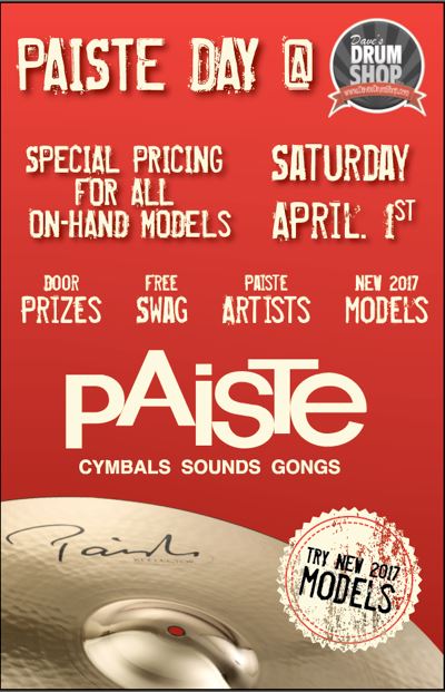 Paiste Day April 1st 2017