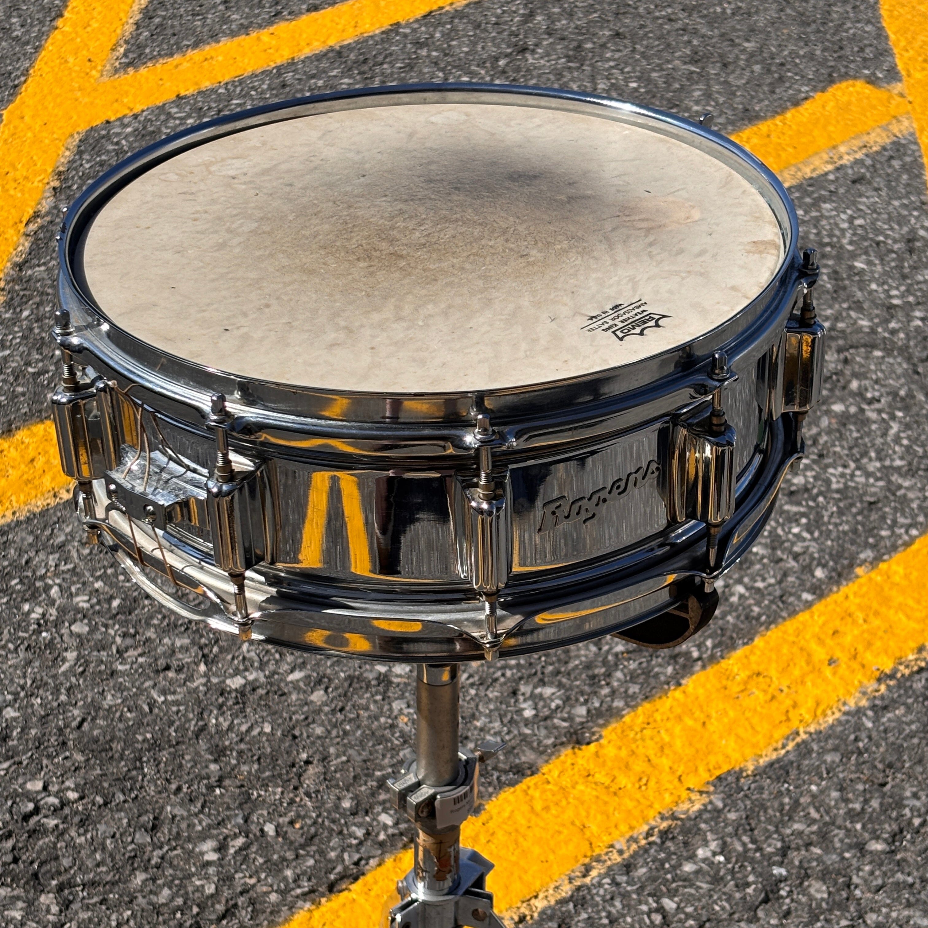 1970s Rogers SuperTen 5×14" Snare Drum Chrome Over Steel USED SNARE DRUMS Rogers