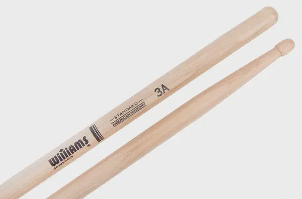 Williams 3A Standard Series Drum Sticks, American Hickory (DS-WST-3A)