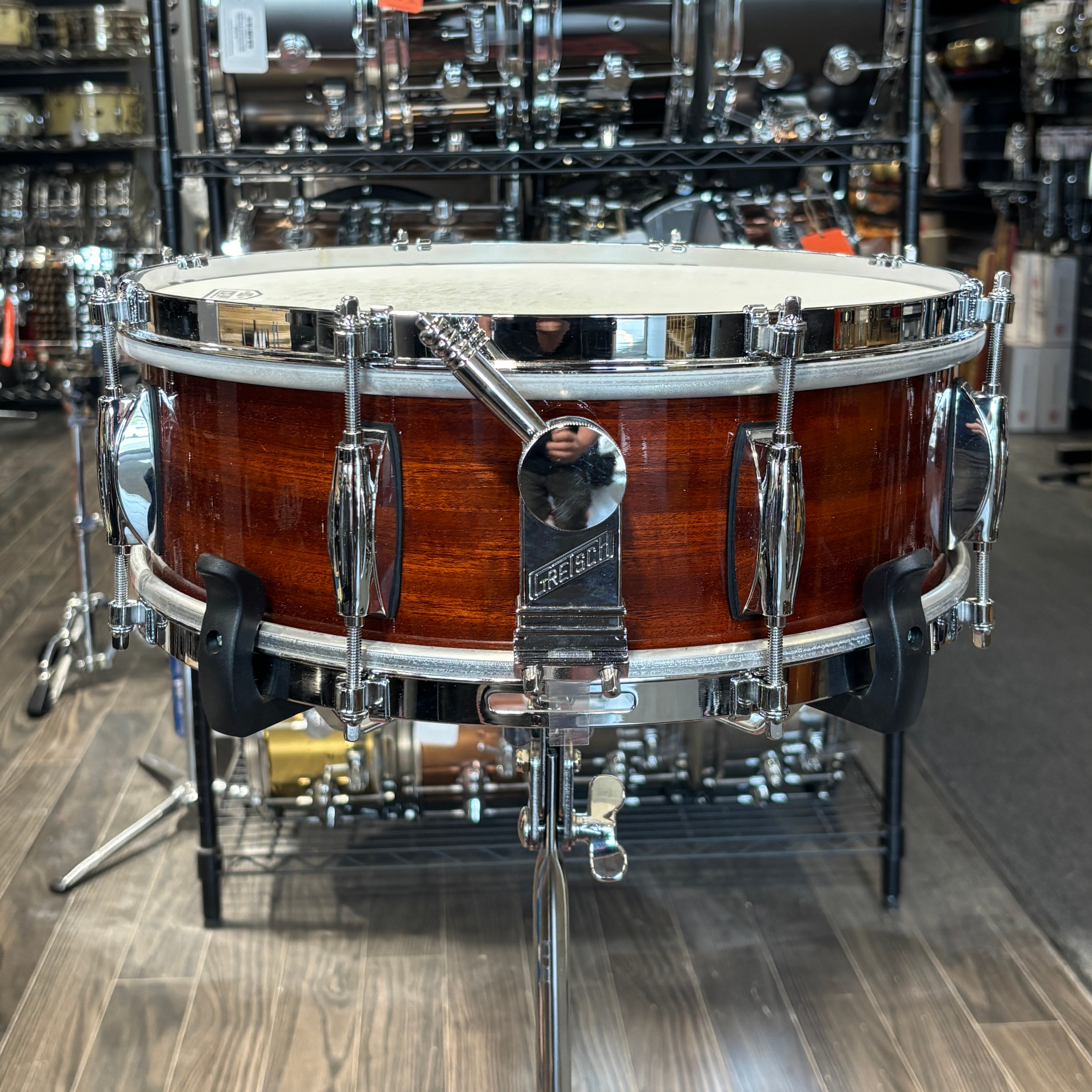 Gretsch 135th Anniversary Broadkaster 5x14 snare in Classic Ribbon Mahogany (USED)