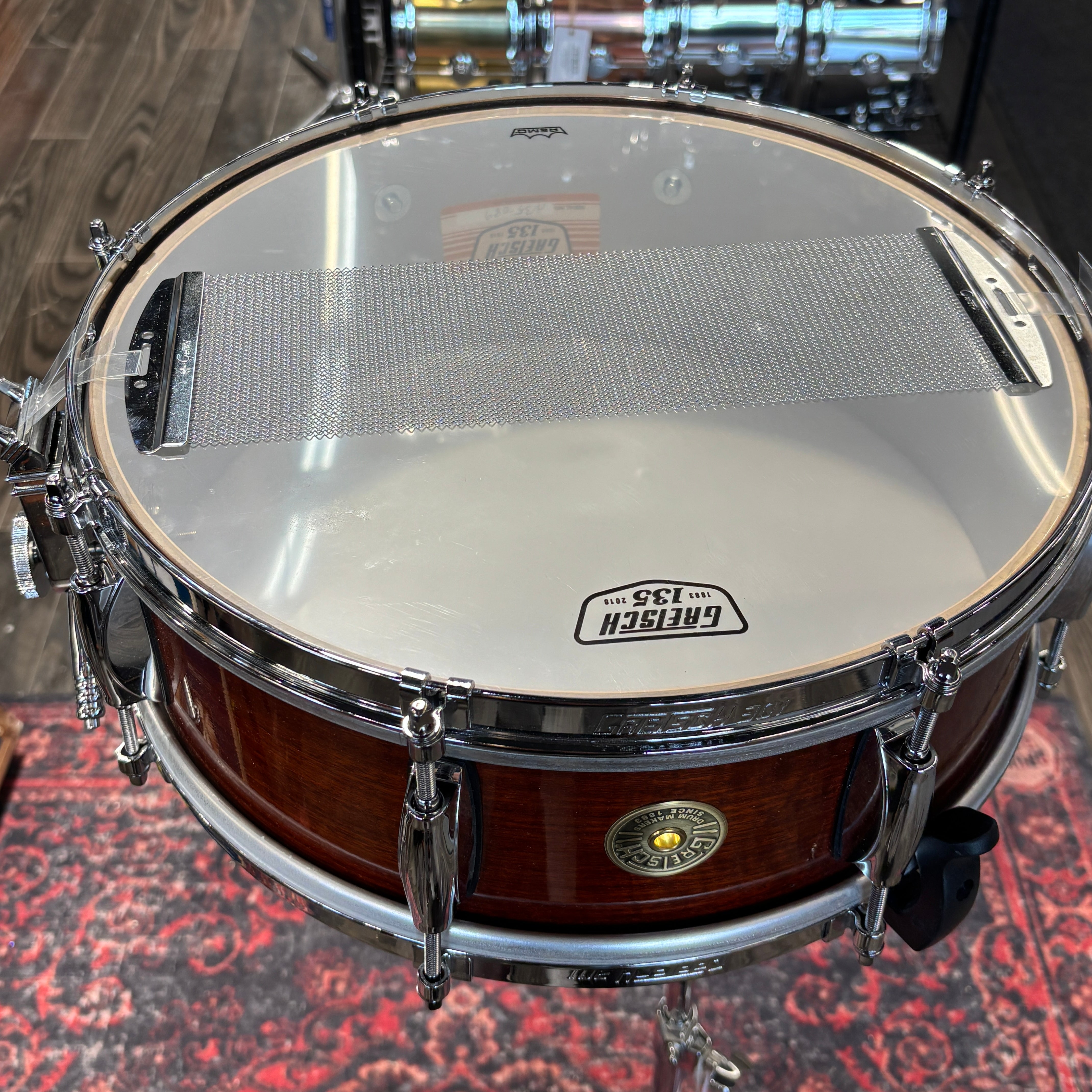 Gretsch 135th Anniversary Broadkaster 5x14 snare in Classic Ribbon Mahogany (USED)