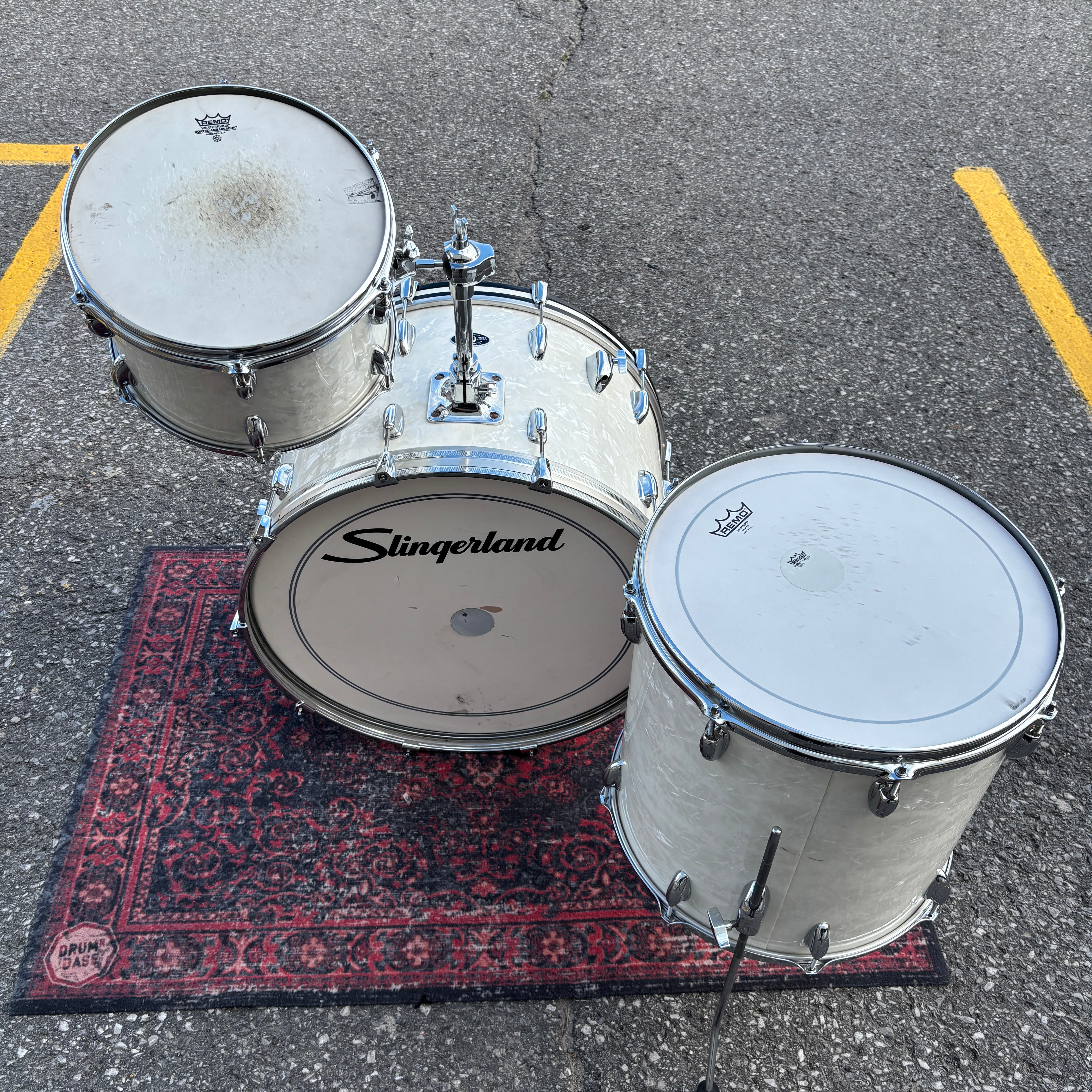 Slingerland Gene Krupa / Legend Series 3pc Drum Set White Marine Pearl 24/13/16 Conway Era
