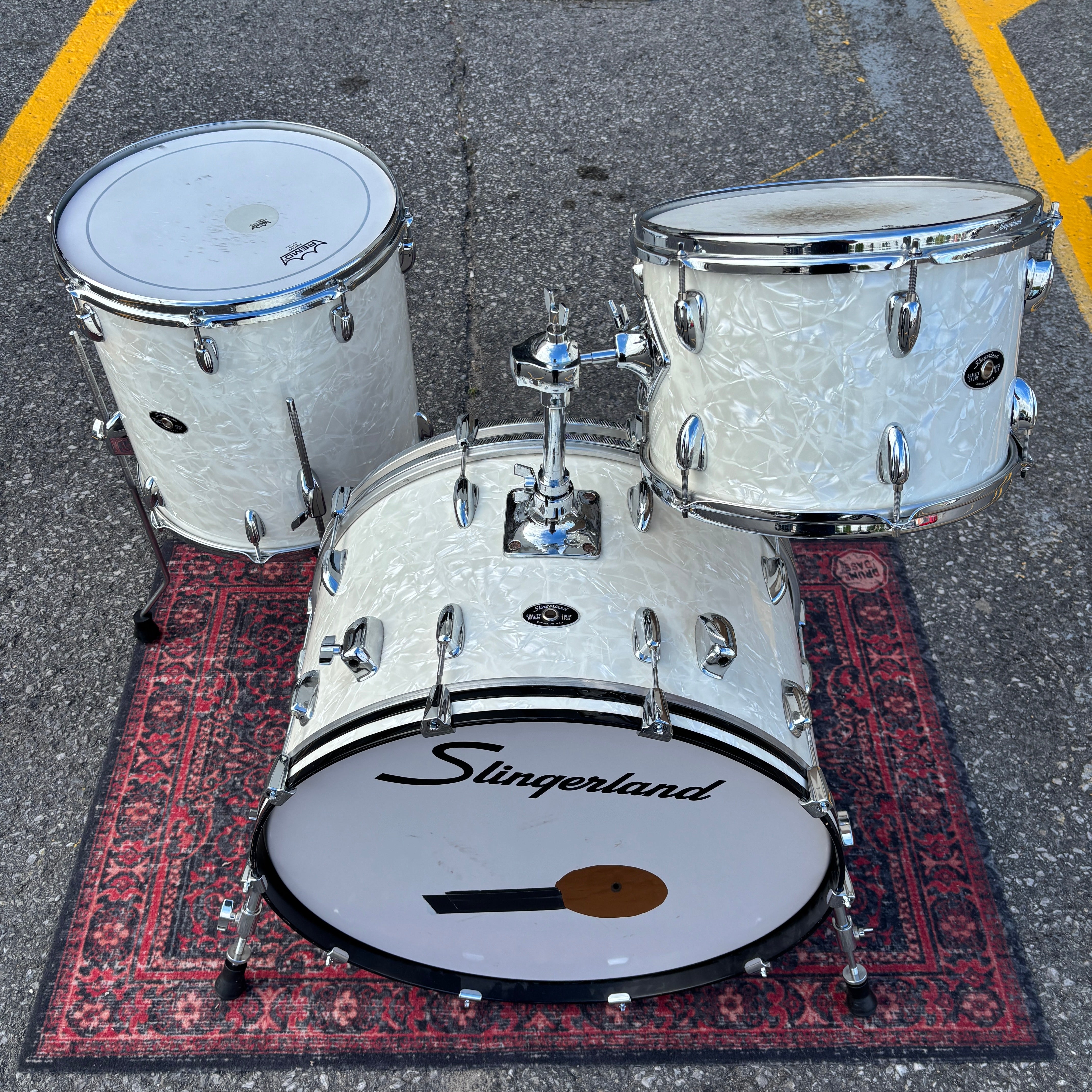Slingerland Gene Krupa / Legend Series 3pc Drum Set White Marine Pearl 24/13/16 Conway Era