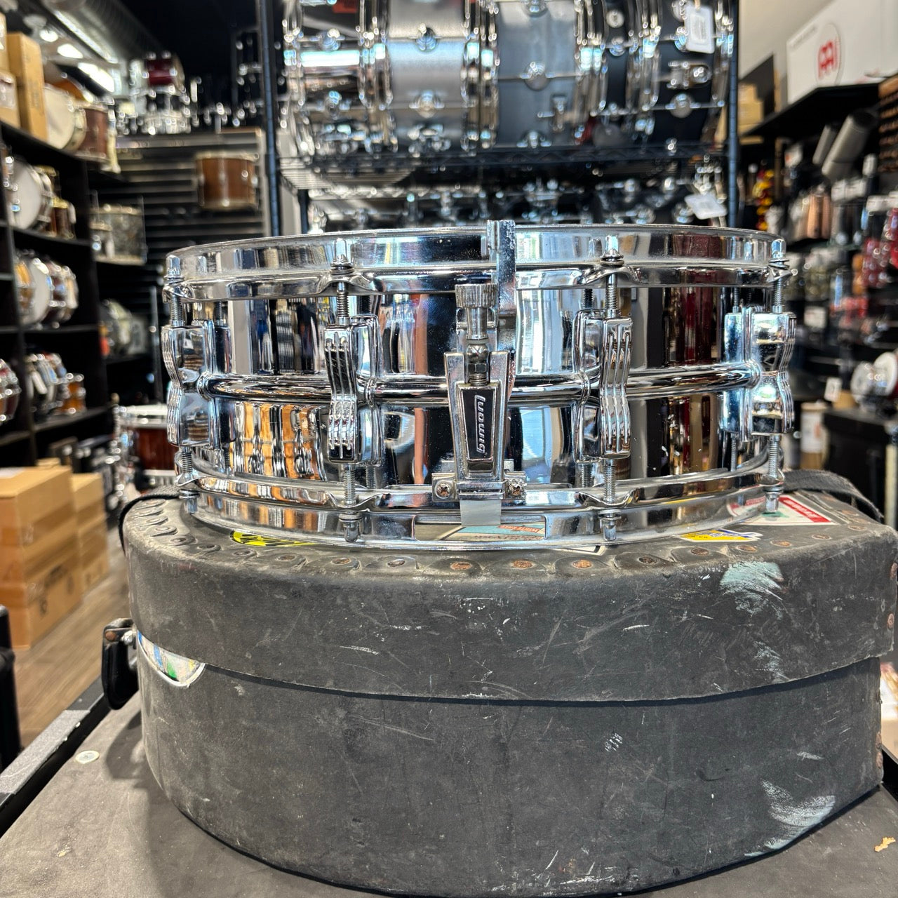 Ludwig Supraphonic LM400 5x14 Snare Drum – Blue/Olive Badge Bow Tie Lugs