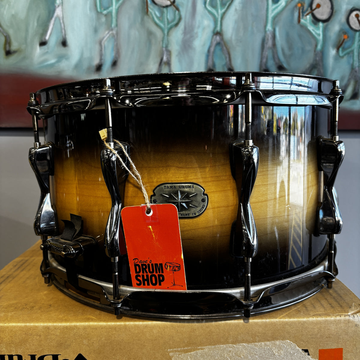 Tama Artwood Custom Limited Edition 14 × 8 Maple Snare Drum Dark Desert Burst Used
