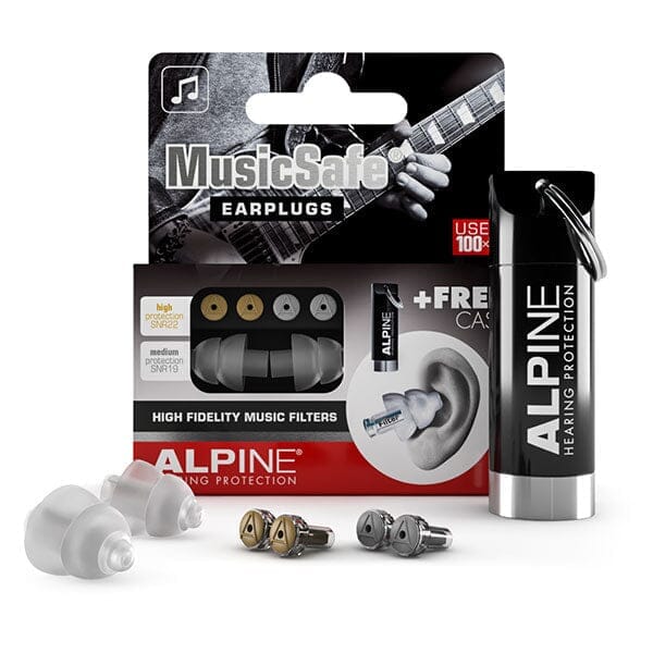 Alpine Hearing Protection Musicians Earplugs w/Two Interchangeable Filter Sets & Case (MUSICSAFE) Hearing protection Alpine Hearing Protection