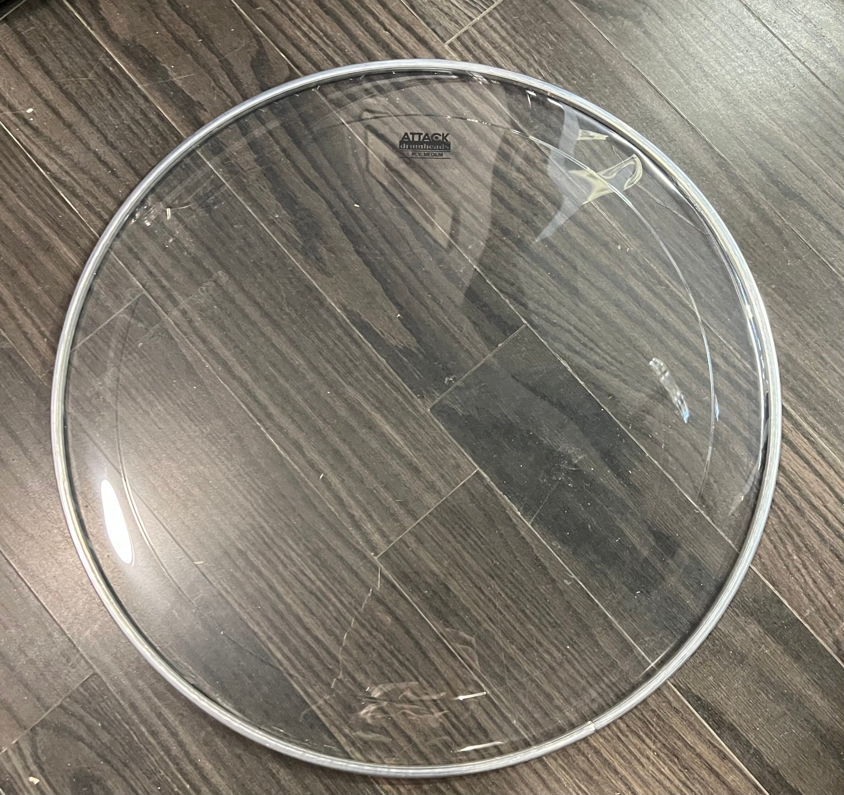ATTACK 18" 1 Ply Medium Drum Head, Clear w/ Ridge DRUM SKINS Attack