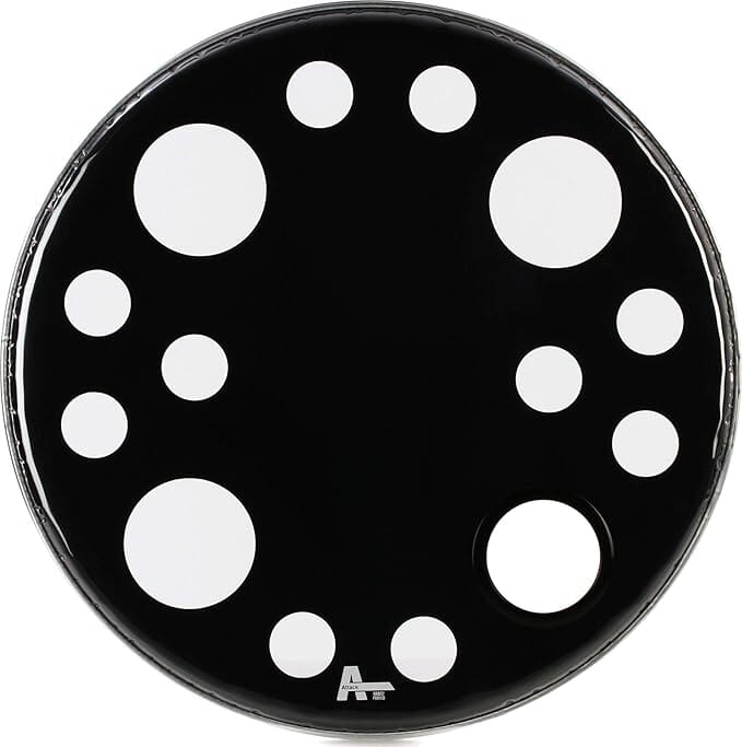 Attack 24" Orbit 2 2-ply Drum Head, Clear/Black Ported (ORBIT2-24P) DRUM SKINS Attack