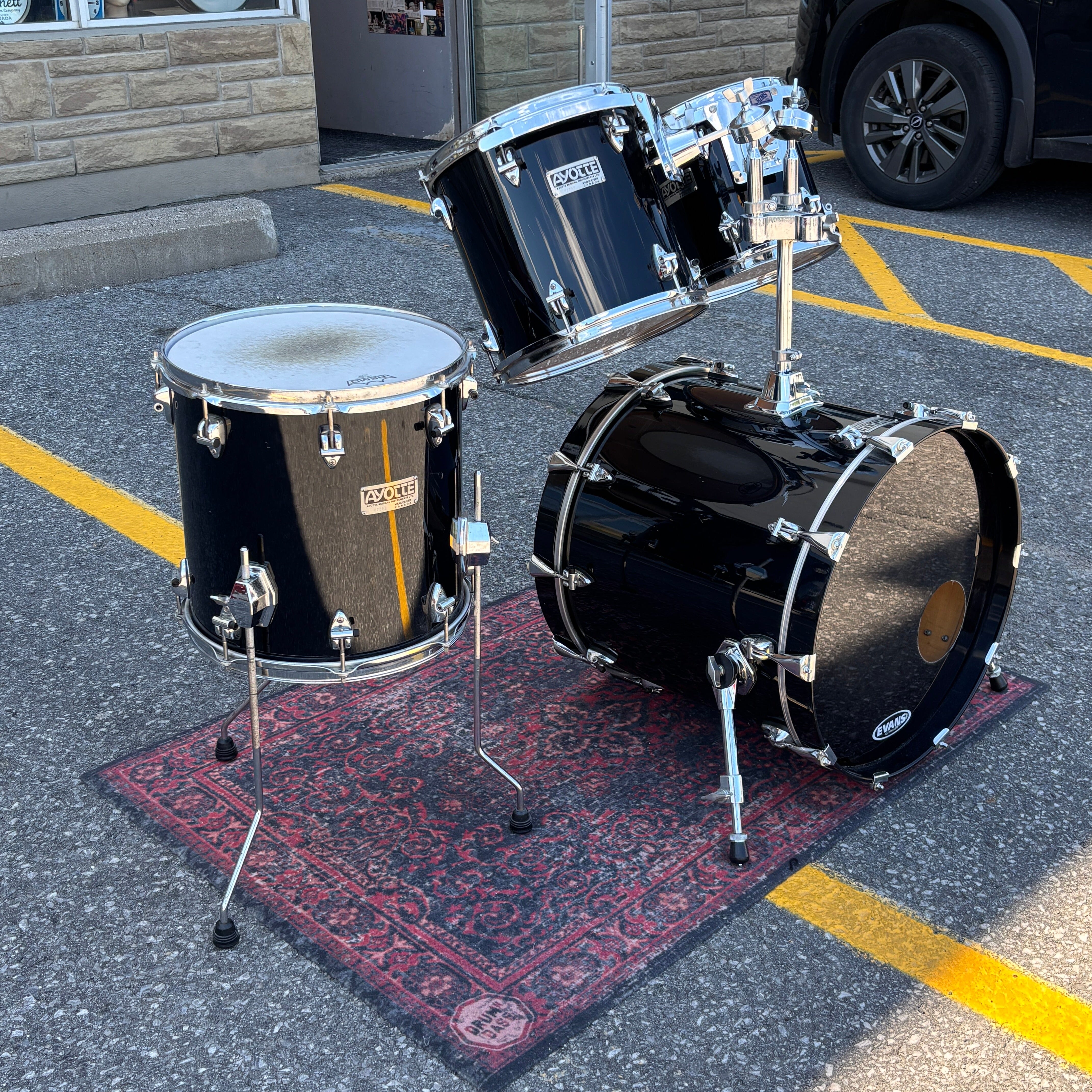 Ayotte Vancouver Era 4pc Drum Kit Black Gloss USED DRUM KIT Ayotte