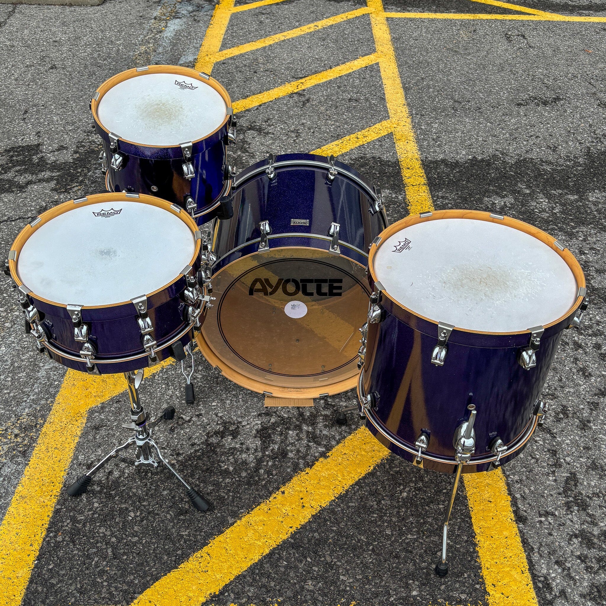 Ayotte Wood Hoop Purple Sparkle 12/16/22/Snare USED DRUM KIT Ayotte