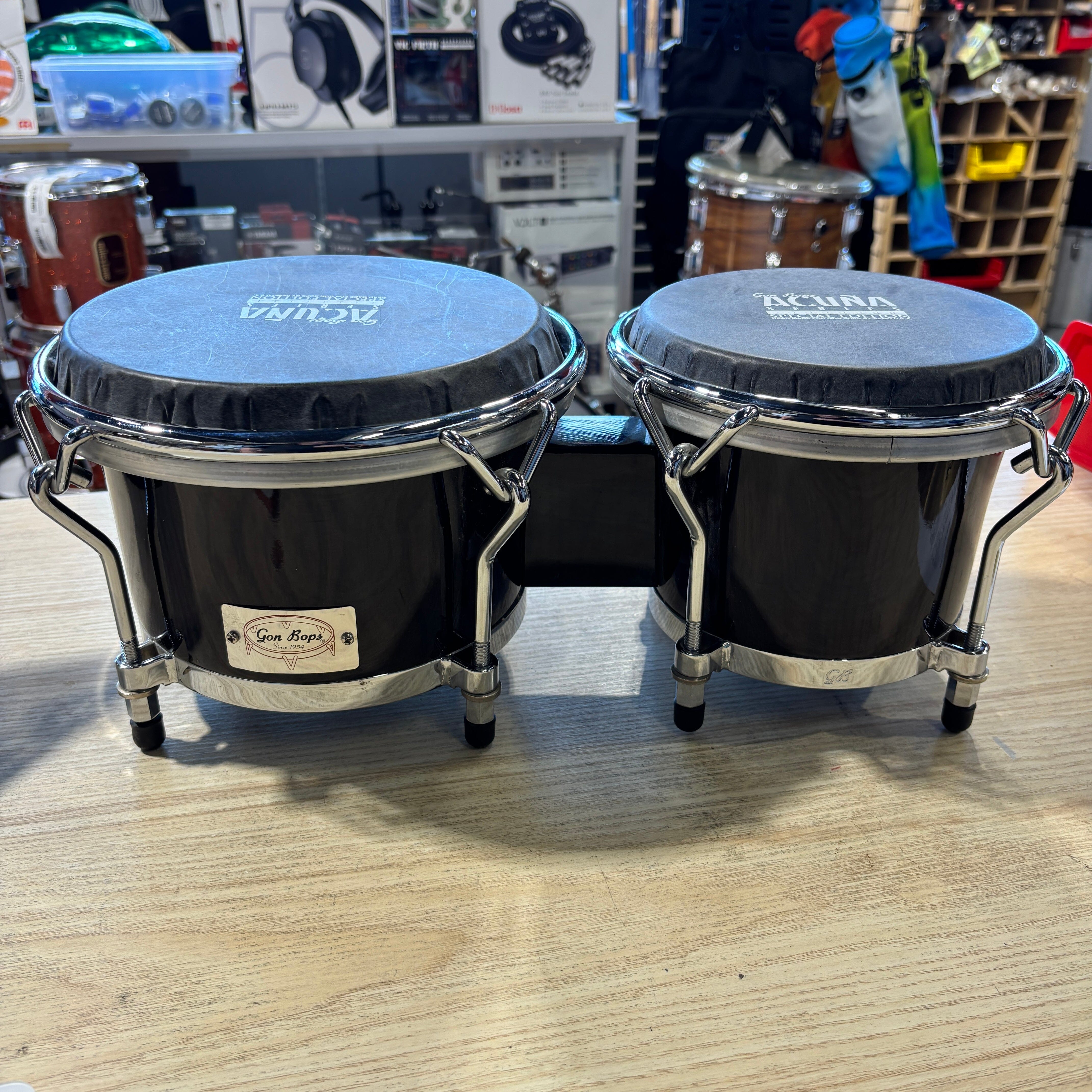 Bops Alex Acuña Series Bongos Black Gloss USED HAND DRUMS Gon Bops