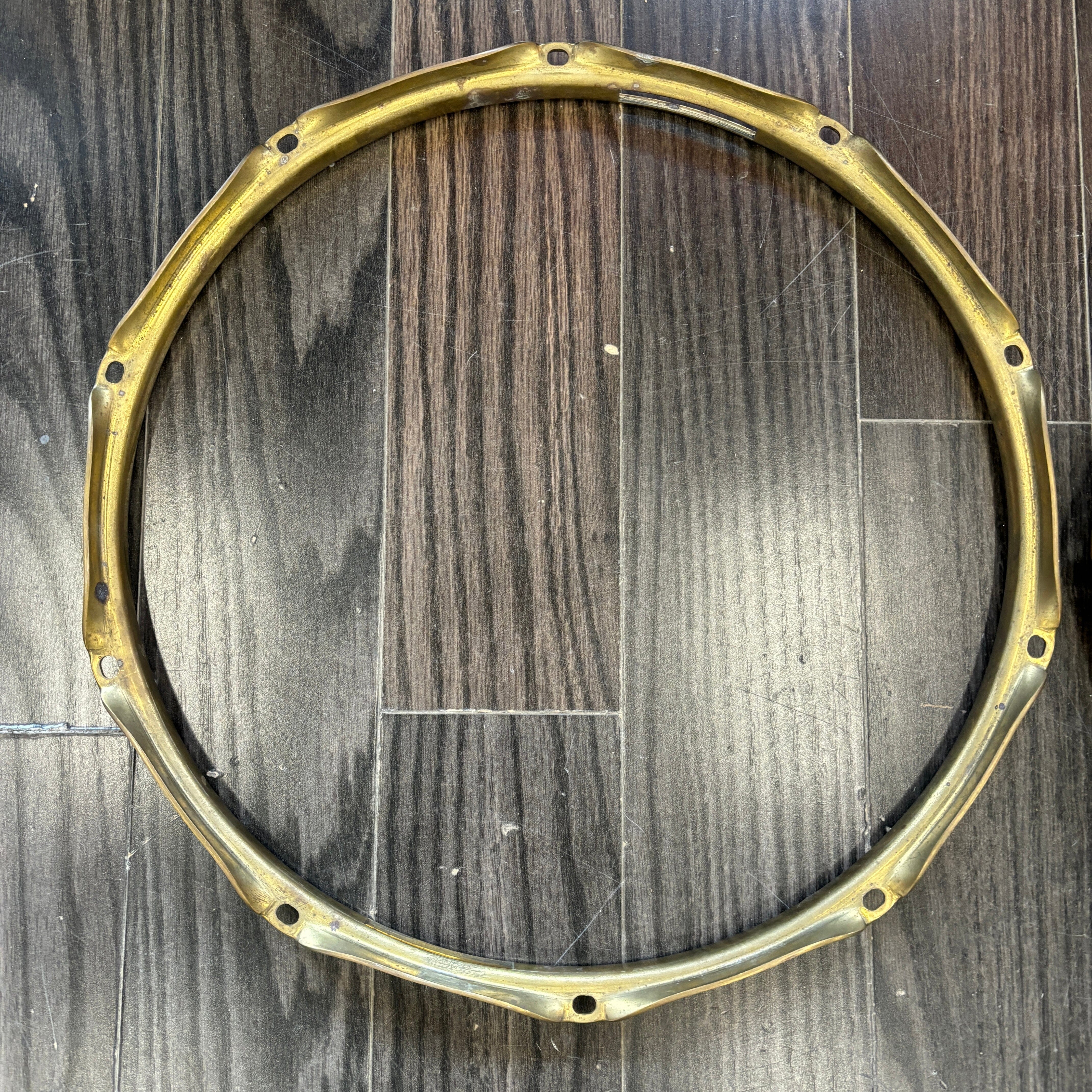 Brass Triple Flange Hoops 14" with 10 holes USED HARDWARE Dave's Drum Shop