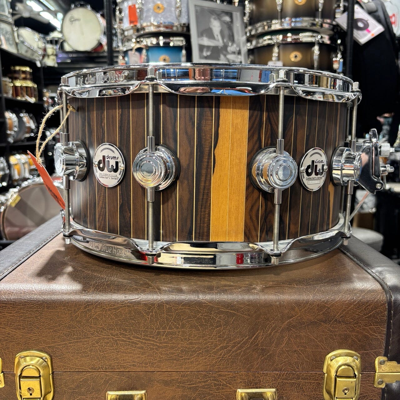 Drum Workshop Drums Limited Edition Brass Pinstripe Ziricote Snare Drum 6.5 x 14 (Second Hand) USED SNARE DRUMS DRUM WORKSHOP INC