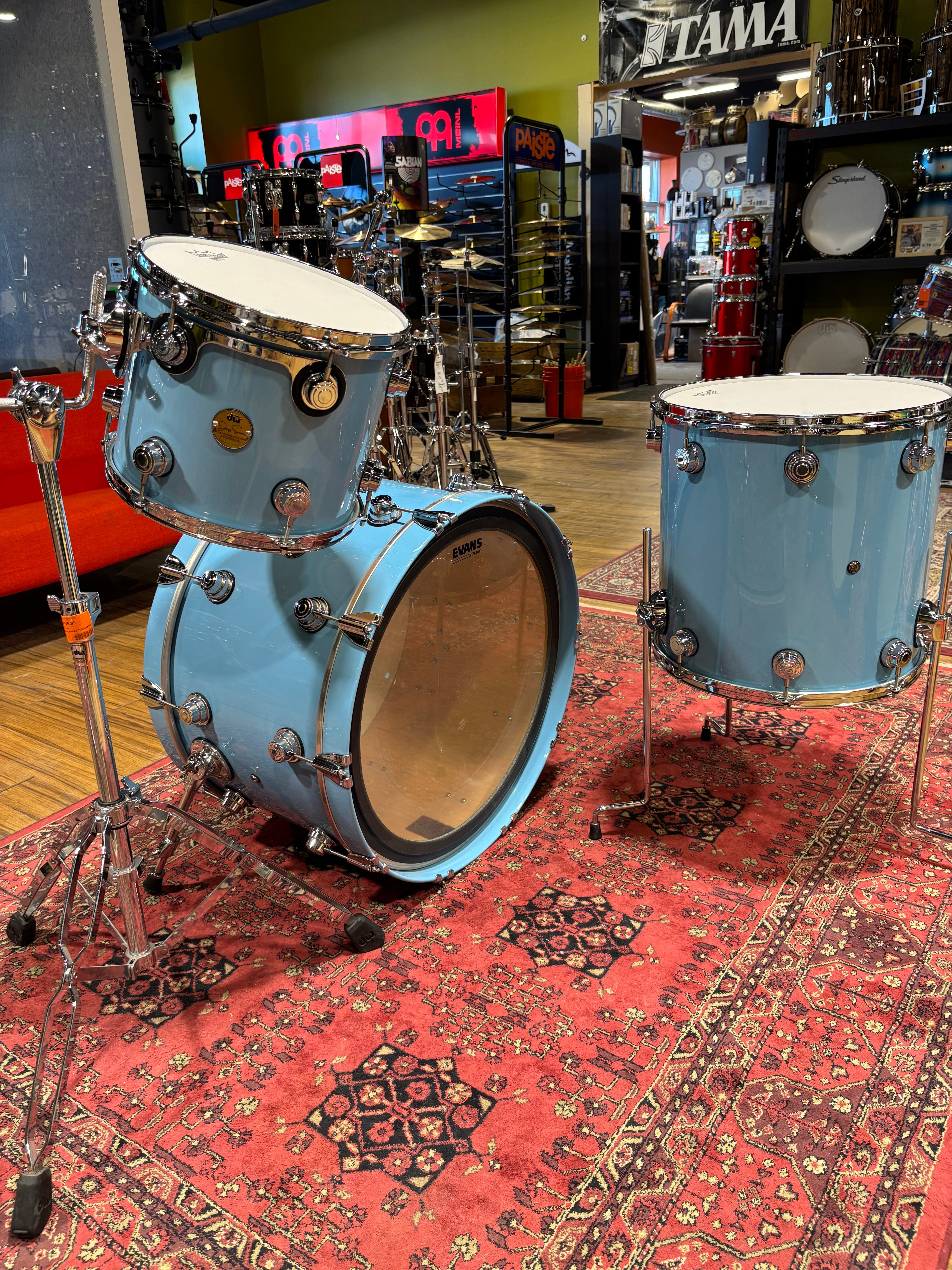 DW Jazz Series Collectors 3pc Set Sky Blue Lacquer USED DRUM KIT DW