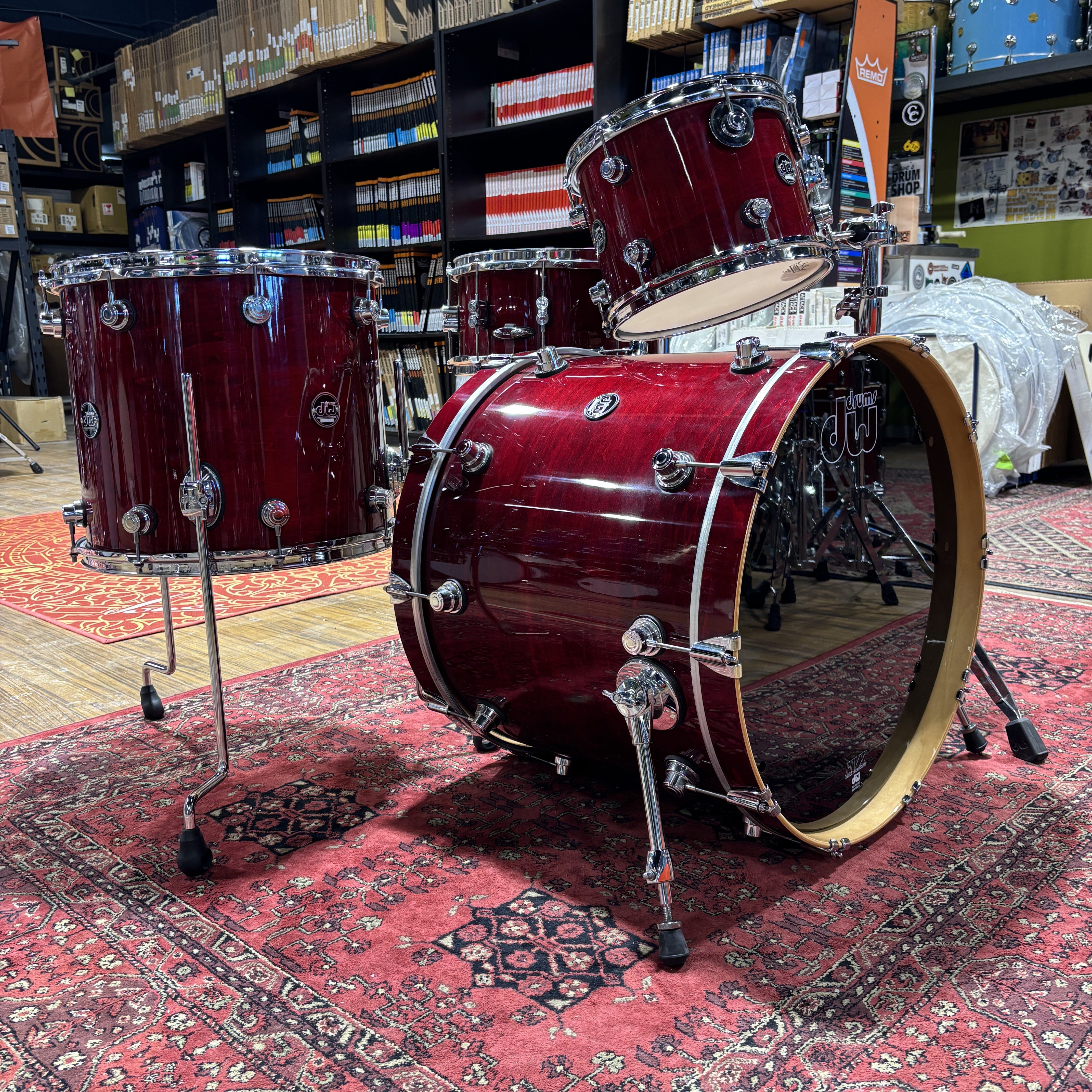 DW Performance Series Maple 4pc Cherry Stain USED DRUM KIT DW
