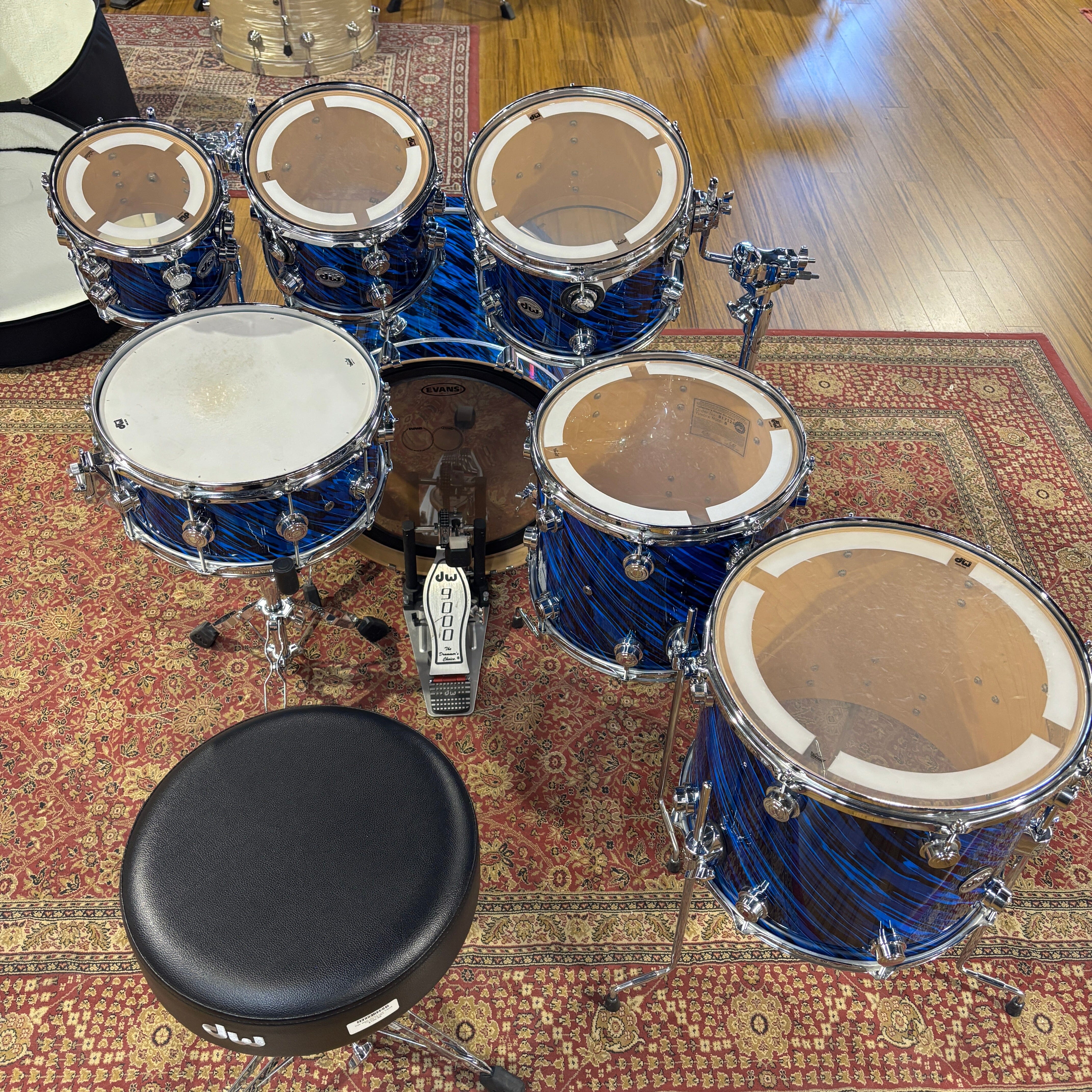 DW Twisted Blue Onyx 7pc Collectors Maple Kit USED DRUM KIT DW