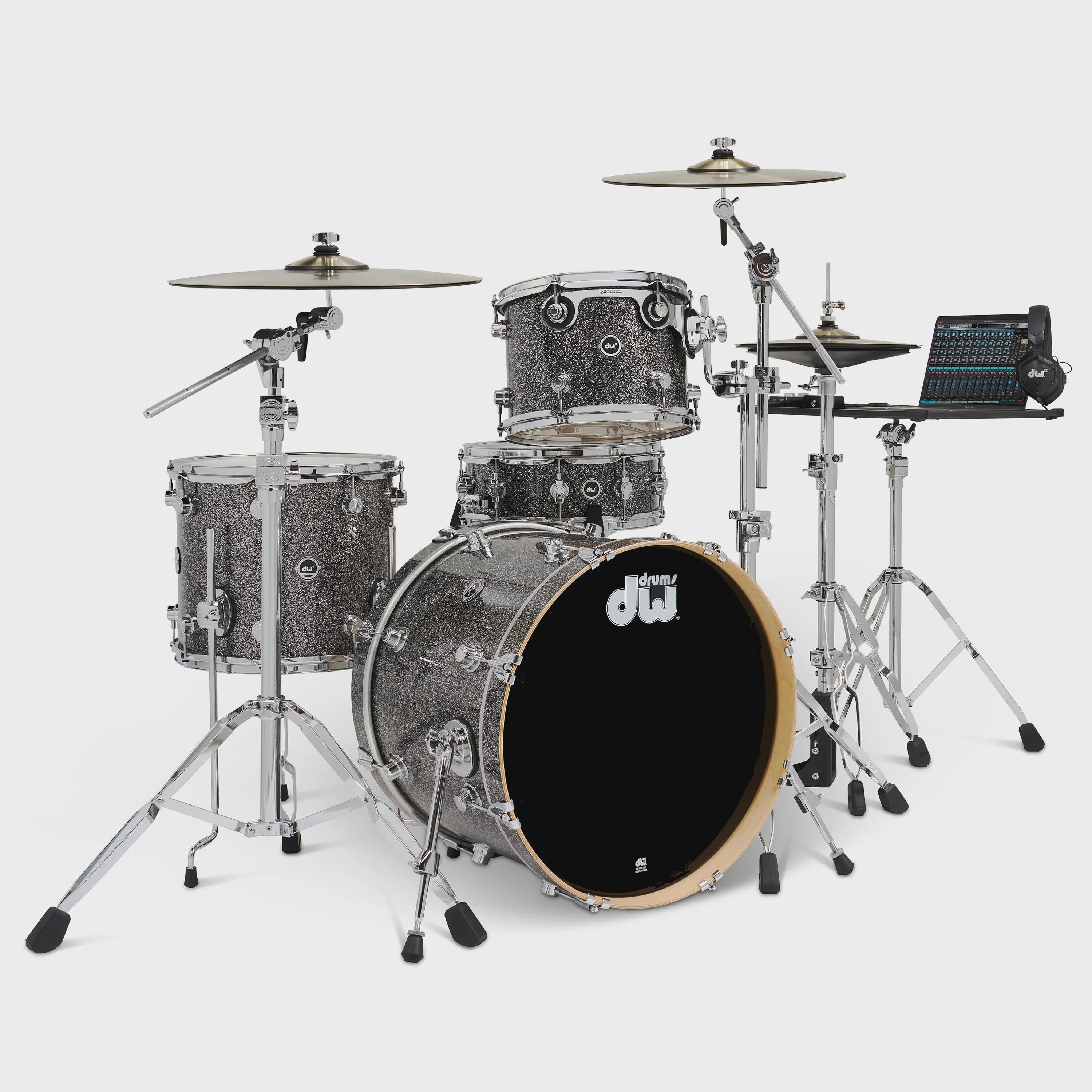 DWe 4pc Electronic/Acoustic Drum Set w/Roland Cymbals&V71 Black Galaxy (DEKTFP04TA070CPRCV71) New Electronics DWe