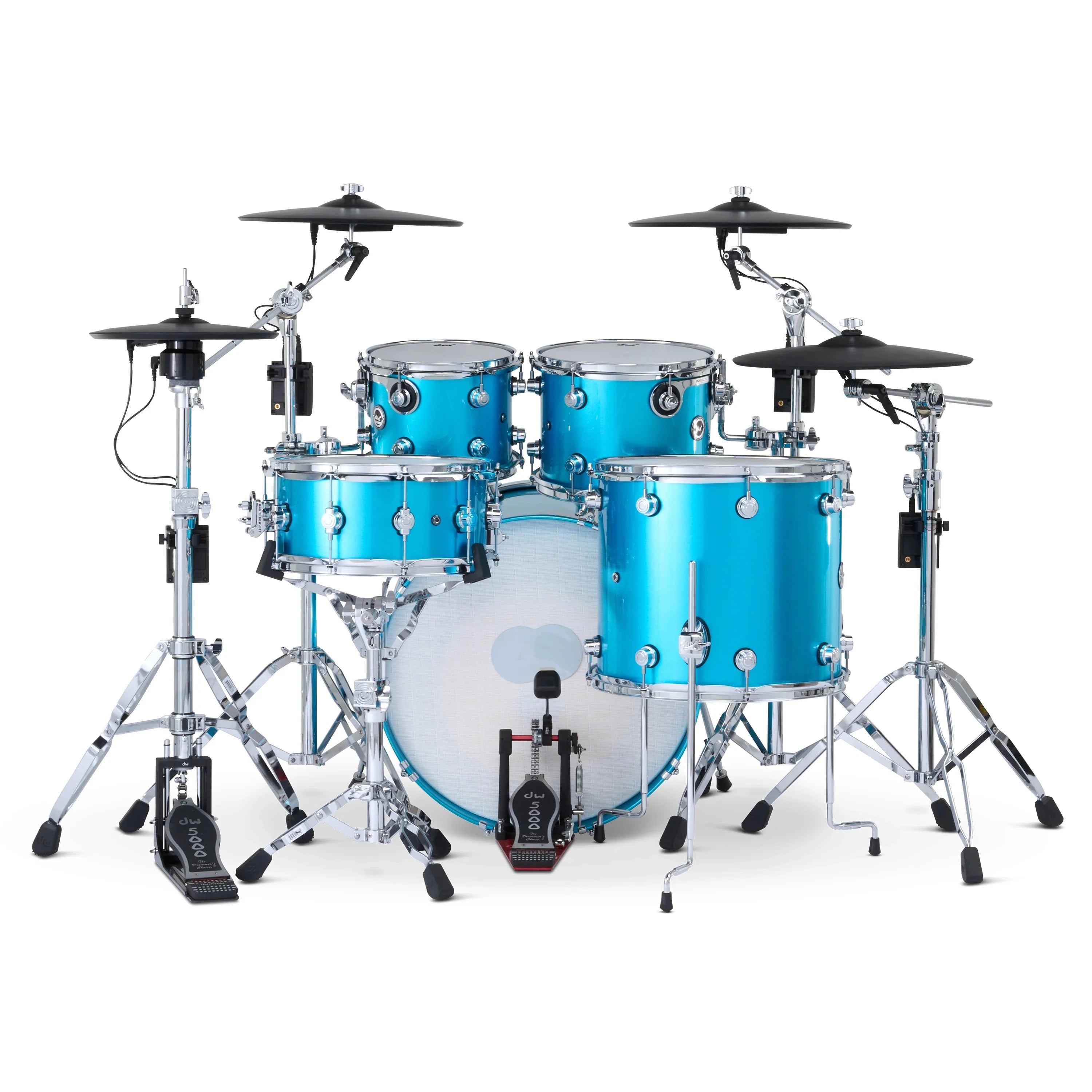 DWe Drum Kit Bundle, 5-Piece Laser Blue Metallic New Electronics DWe