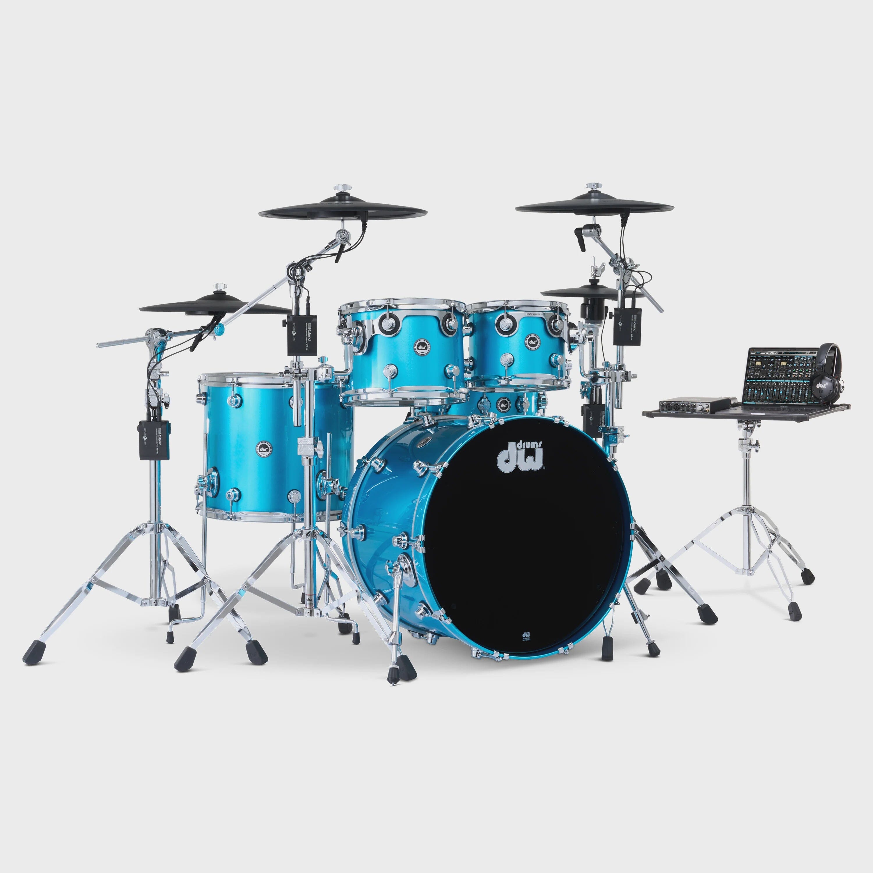 DWe Drum Kit Bundle, 5-Piece Laser Blue Metallic New Electronics DWe