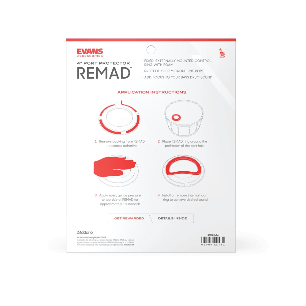 Evans 4" REMAD Port Protector (REMAD-R4) NEW DRUM ACCESSORIES evans