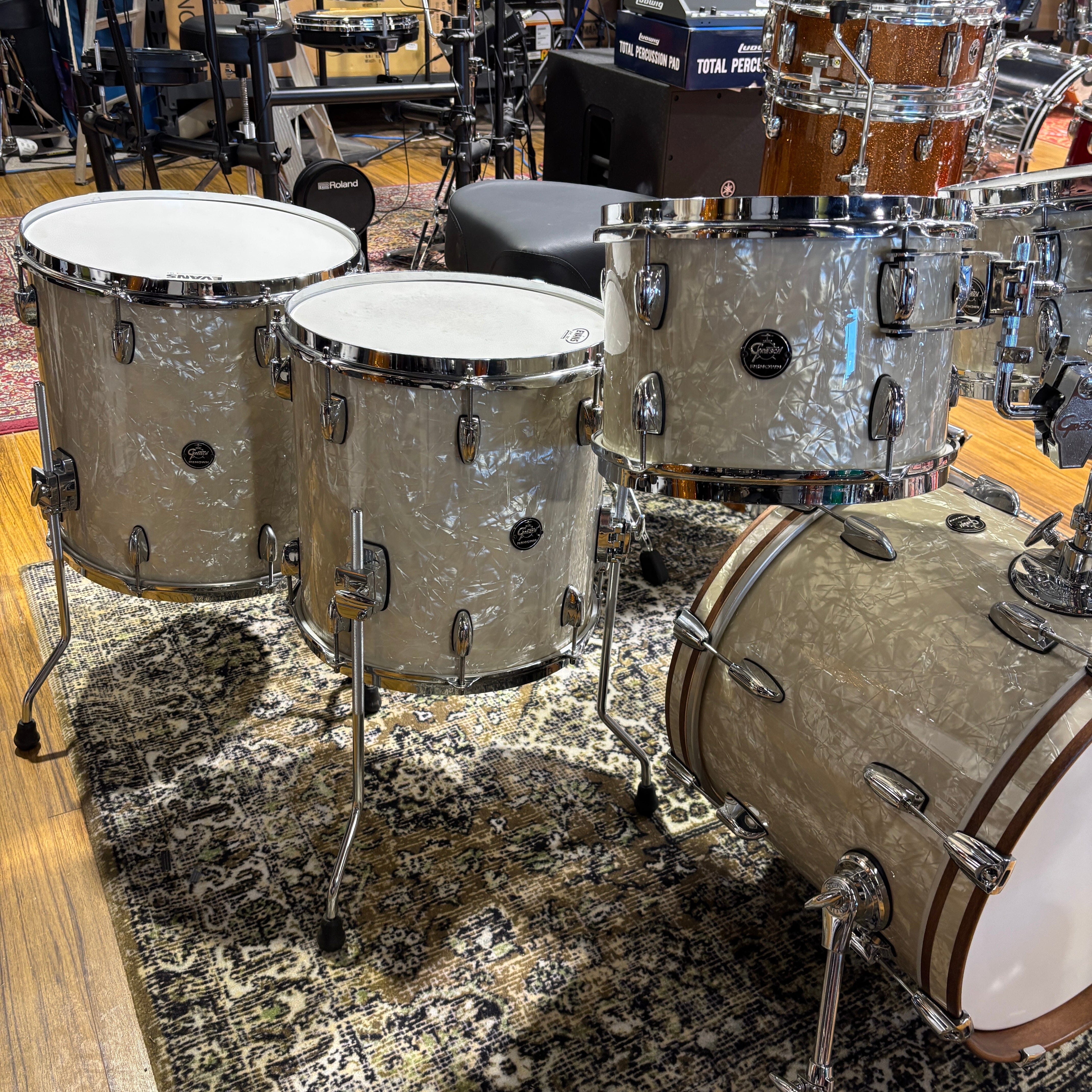 Gretsch Renown RN2 7-Piece Drum Kit Vintage Pearl USED DRUM KIT GRETSCH