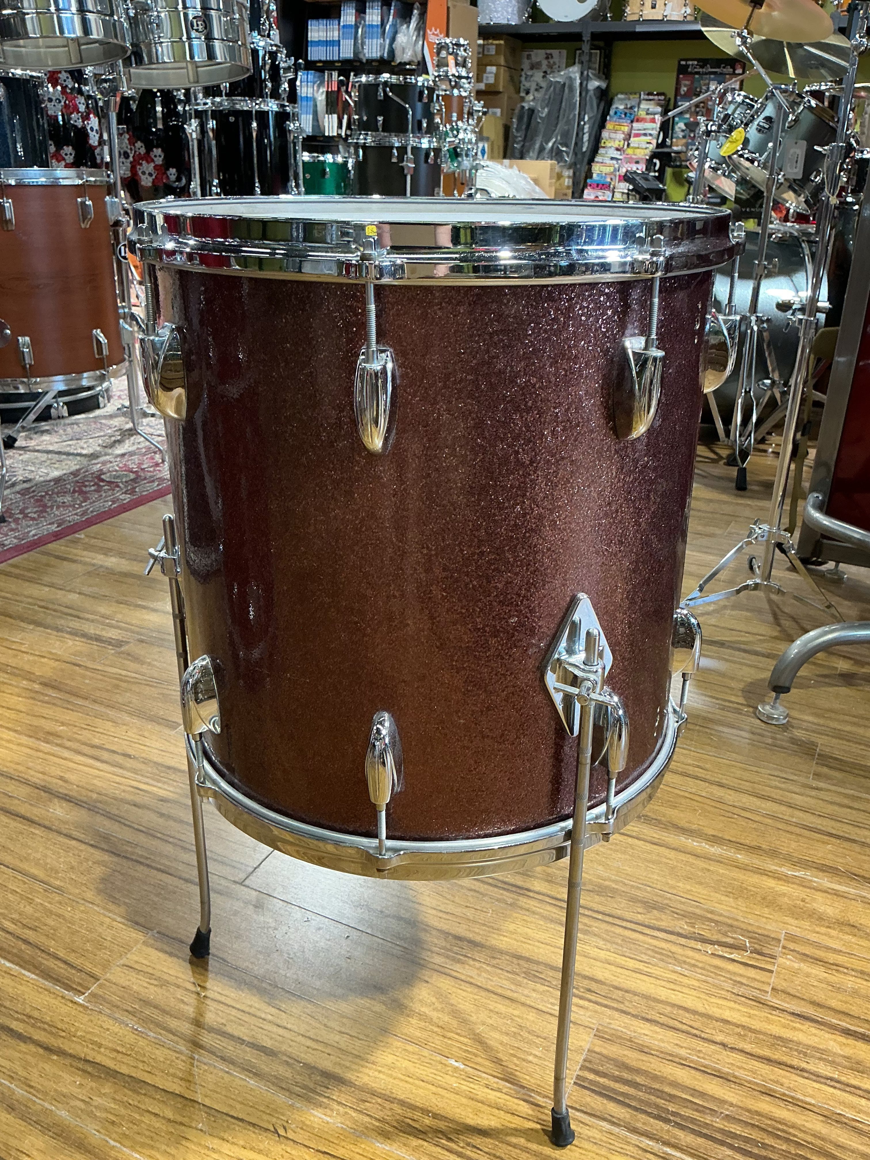 Gretsch Round Badge 16" Floor Tom Burgundy USED DRUM KIT GRETSCH