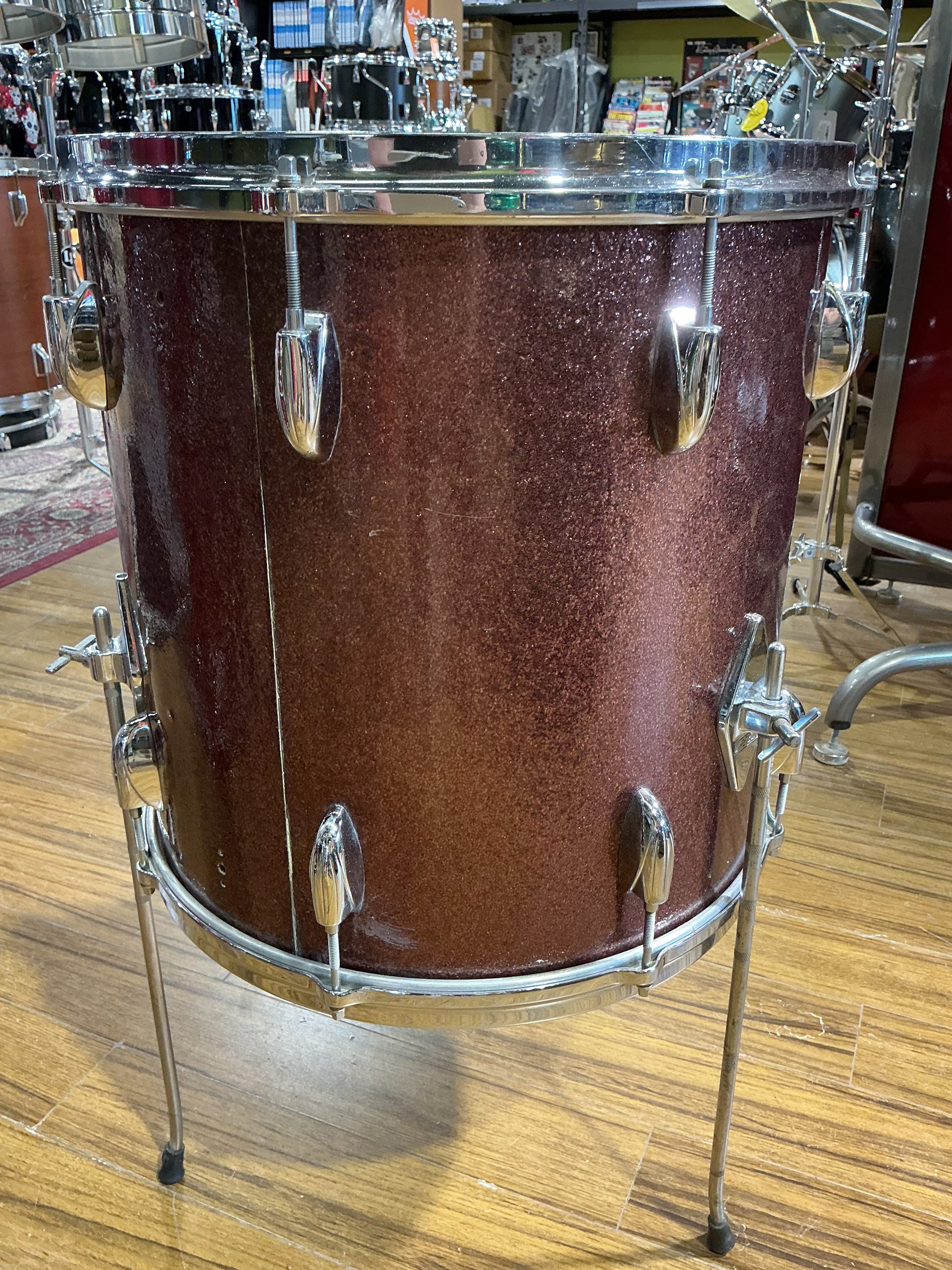 Gretsch Round Badge 16" Floor Tom Burgundy USED DRUM KIT GRETSCH