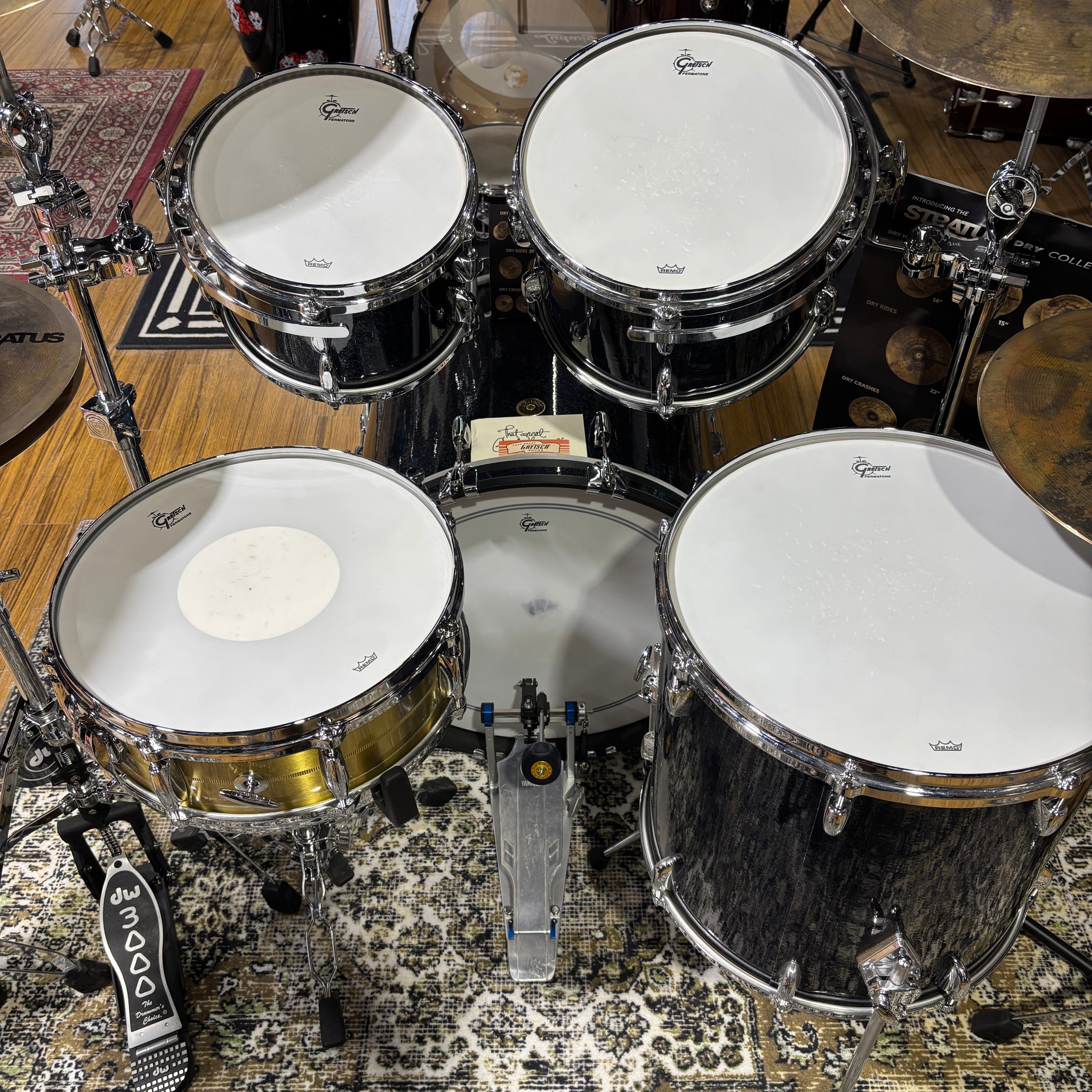 Gretsch USA Custom Drum Kit Black Sparkle Nitron NEW DRUM KIT GRETSCH