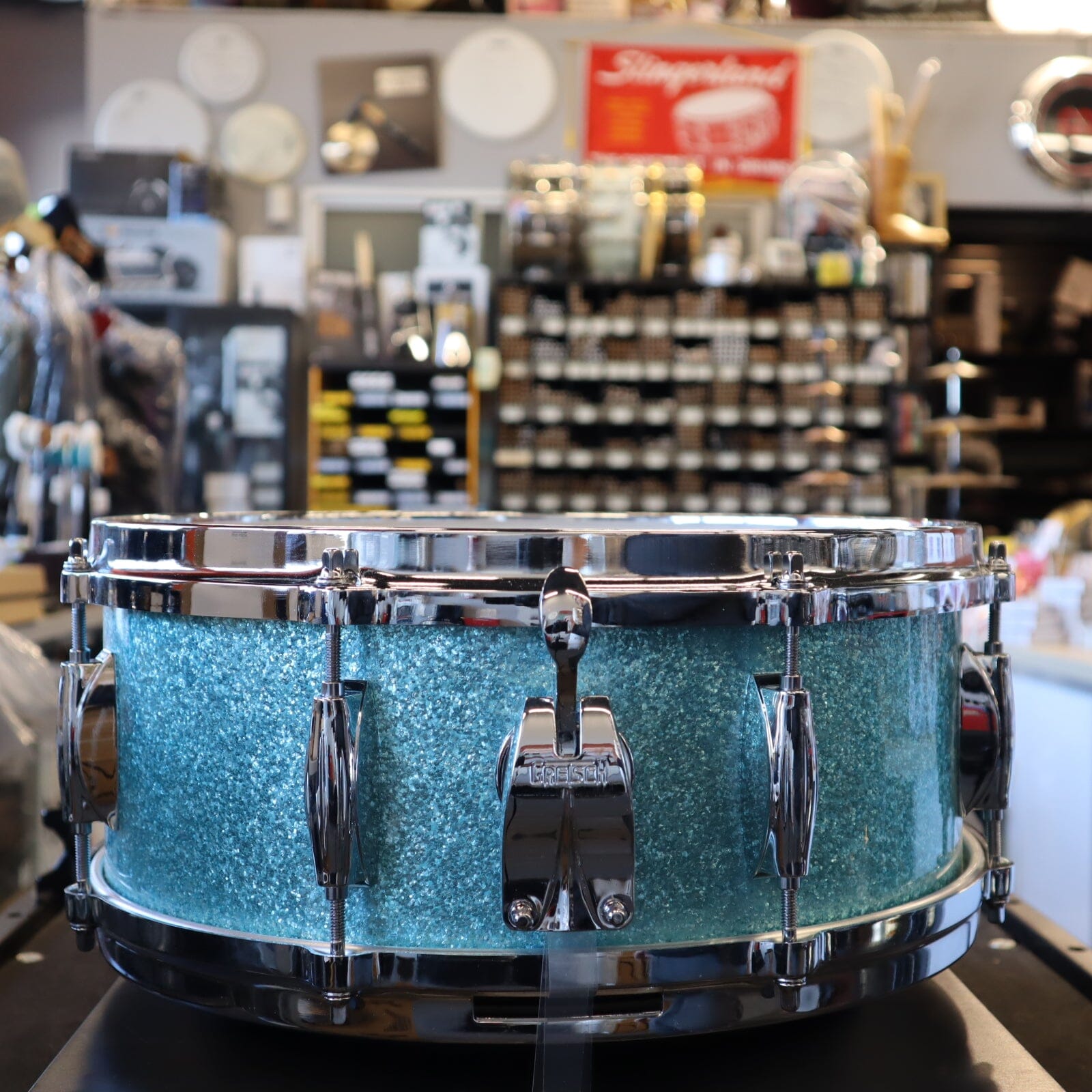 Gretsch USA Custom Snare Turquoise Sparkle 5.5 x 14 (GRNT5514S1CL023) NEW SNARE DRUMS GRETSCH