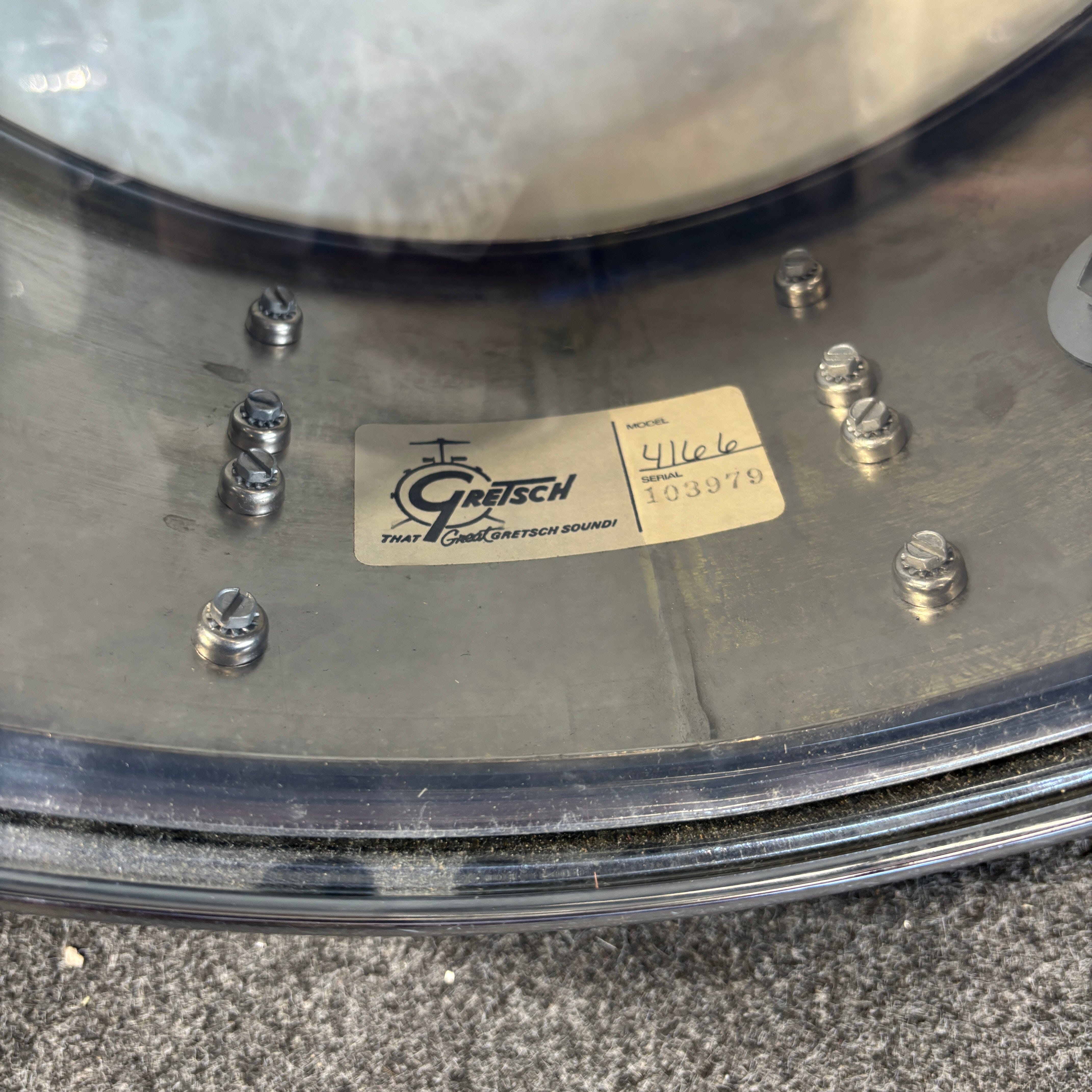 Gretsch USA Model 4166 Chrome Over Brass (COB) snare drum 14" × 6" CONSIGNMENT DRUM KIT GRETSCH