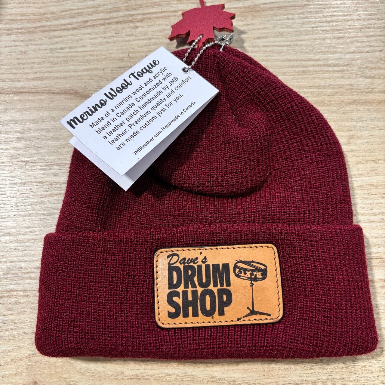 JMB Dave's Drum Shop Merino Toque, Burgundy PROMO ITEMS JMB