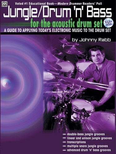 Jungle/Drum 'n' Bass for the Acoustic Drum Set, by Johnny Rabb (Softcover, w/ 2 CDs - Used) BOOKS VIDEOS DVD MAGAZINE Warner Bros Publications