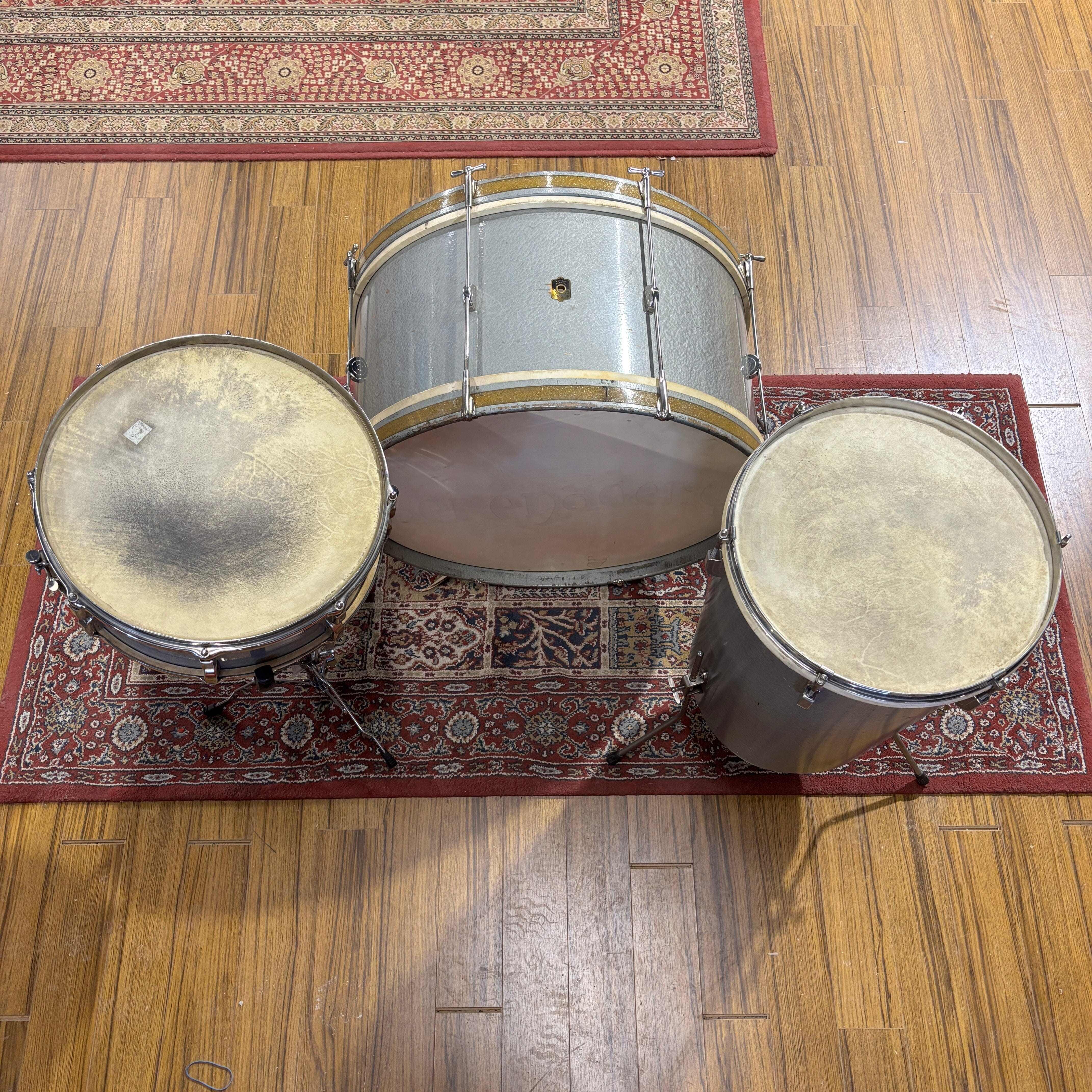 Leedy Combo Kit with Conga Tom in Antique Silver 1948 CONSIGNMENT DRUM KIT Leedy