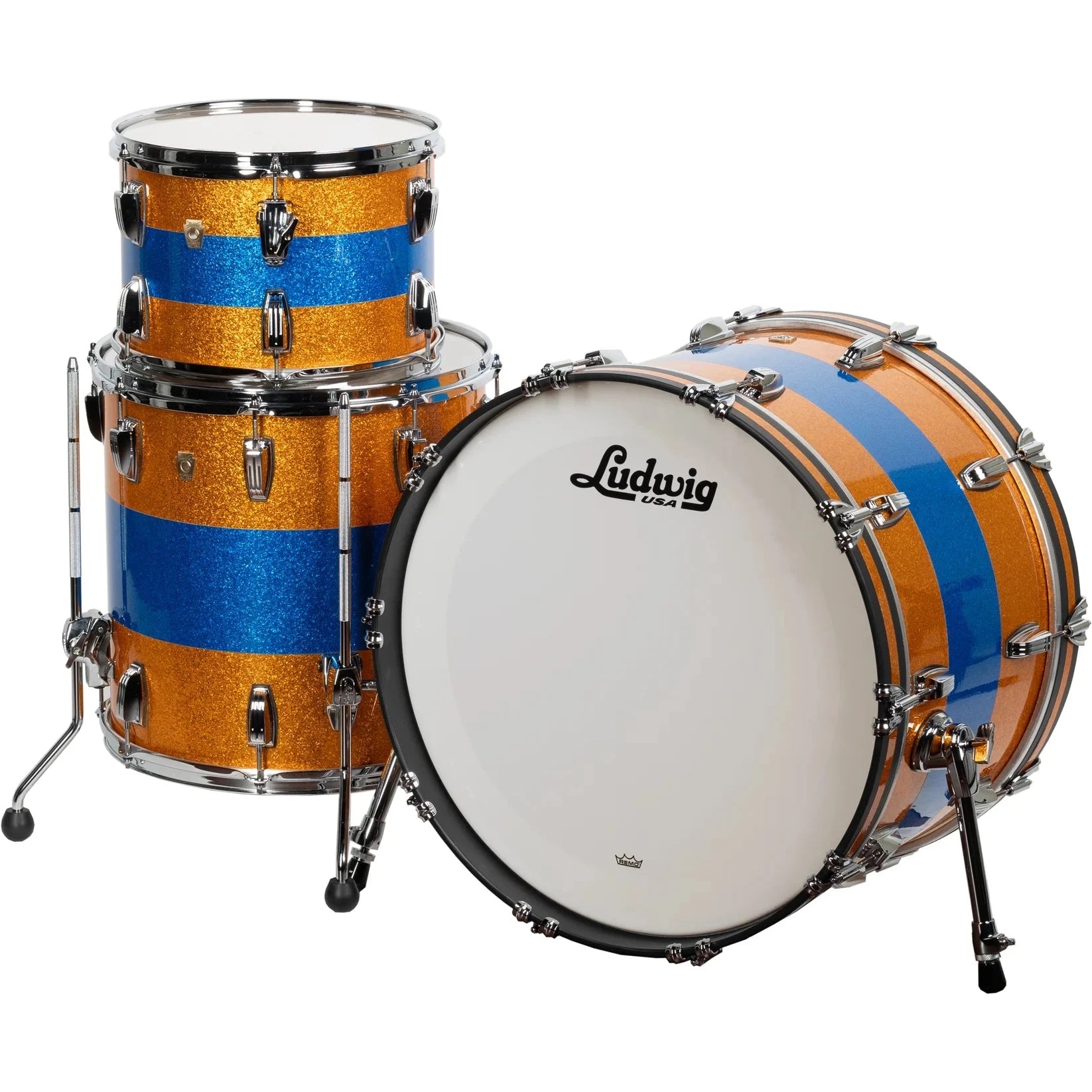 Ludwig Classic Maple Limited Edition 3-Piece Shell Kit, Blue Gold Blue Sparkle (L84233AX3AWC) NEW DRUM KIT LUDWIG