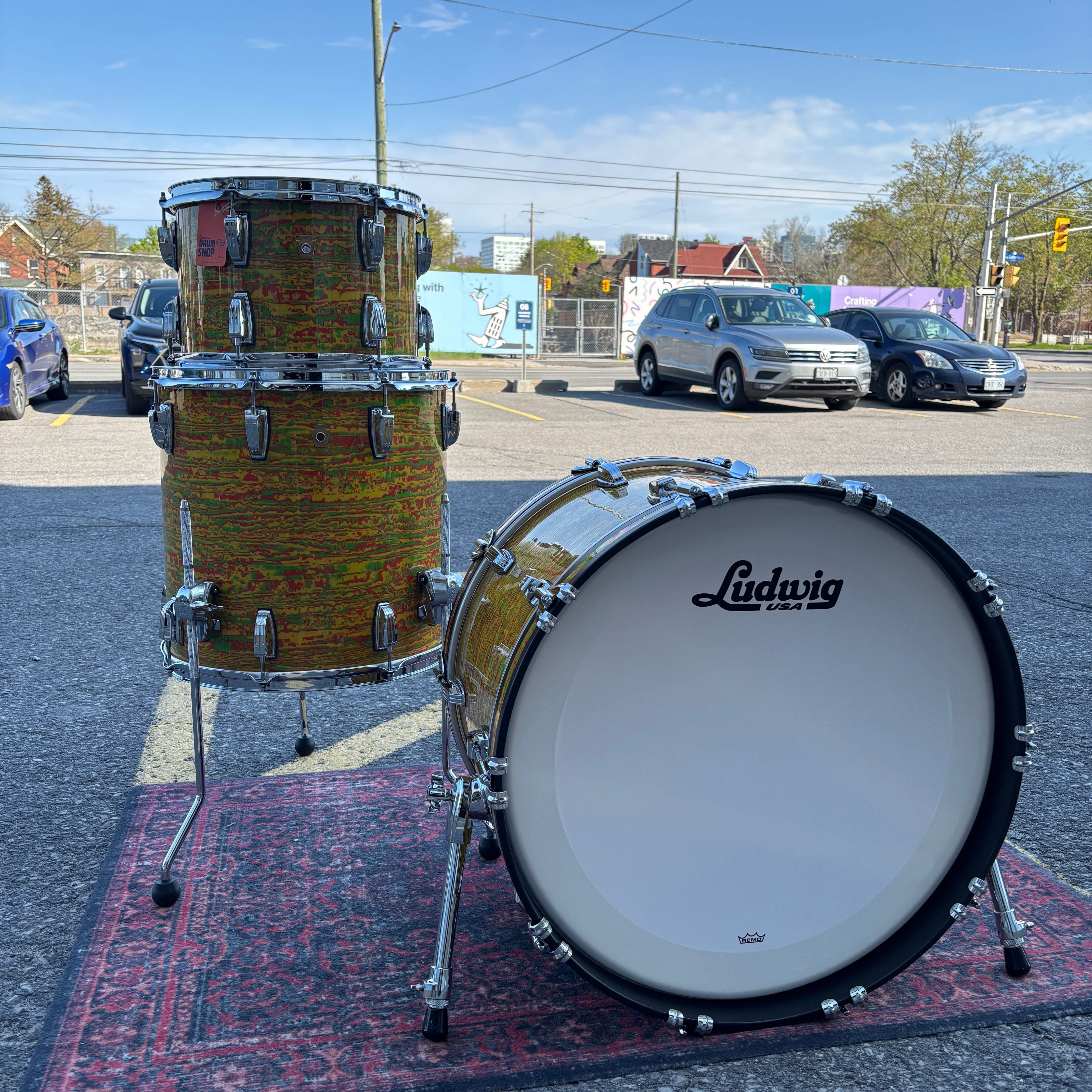 Ludwig Legacy Mahogany Kit Citrus Fab CONSIGNMENT DRUM KIT LUDWIG