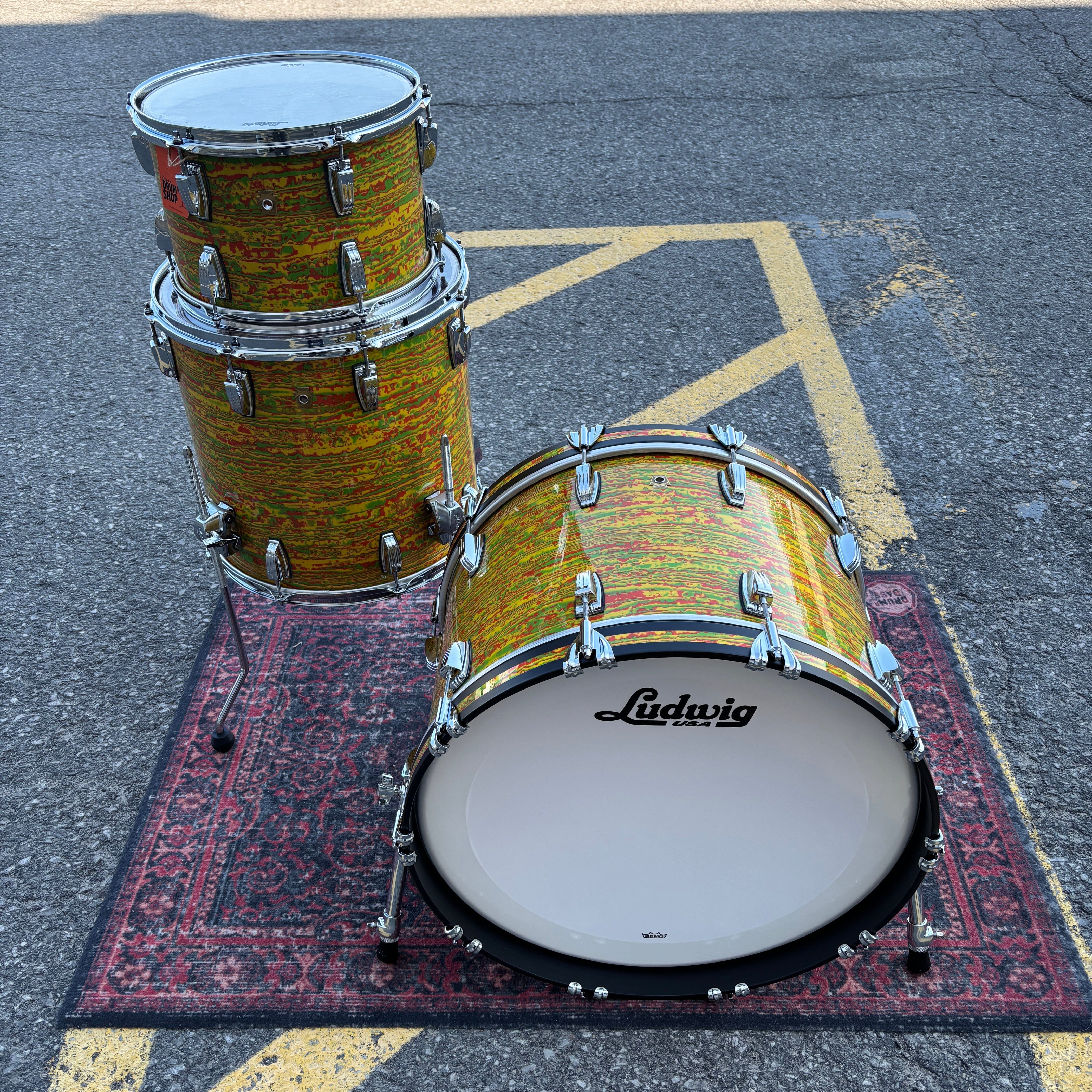 Ludwig Legacy Mahogany Kit Citrus Fab CONSIGNMENT DRUM KIT LUDWIG