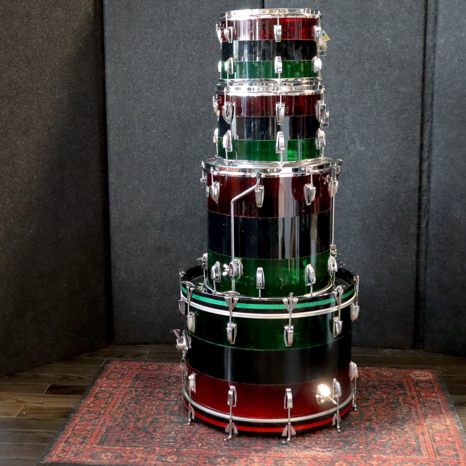 LUDWIG VISTALITE PATTERN A 12/13/16/22/ RED BLACK GREEN CONSIGNMENT DRUM KIT LUDWIG
