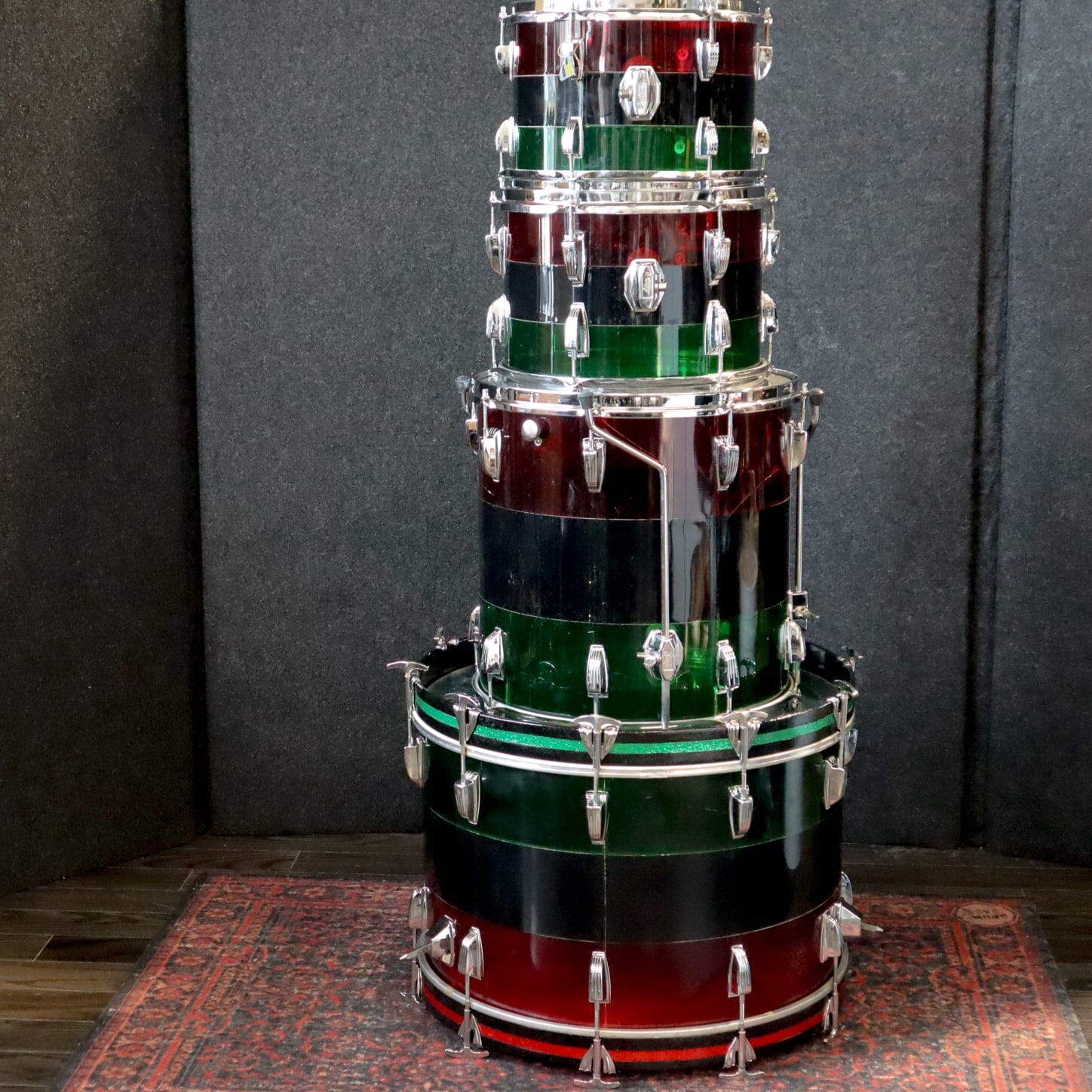 LUDWIG VISTALITE PATTERN A 12/13/16/22/ RED BLACK GREEN CONSIGNMENT DRUM KIT LUDWIG
