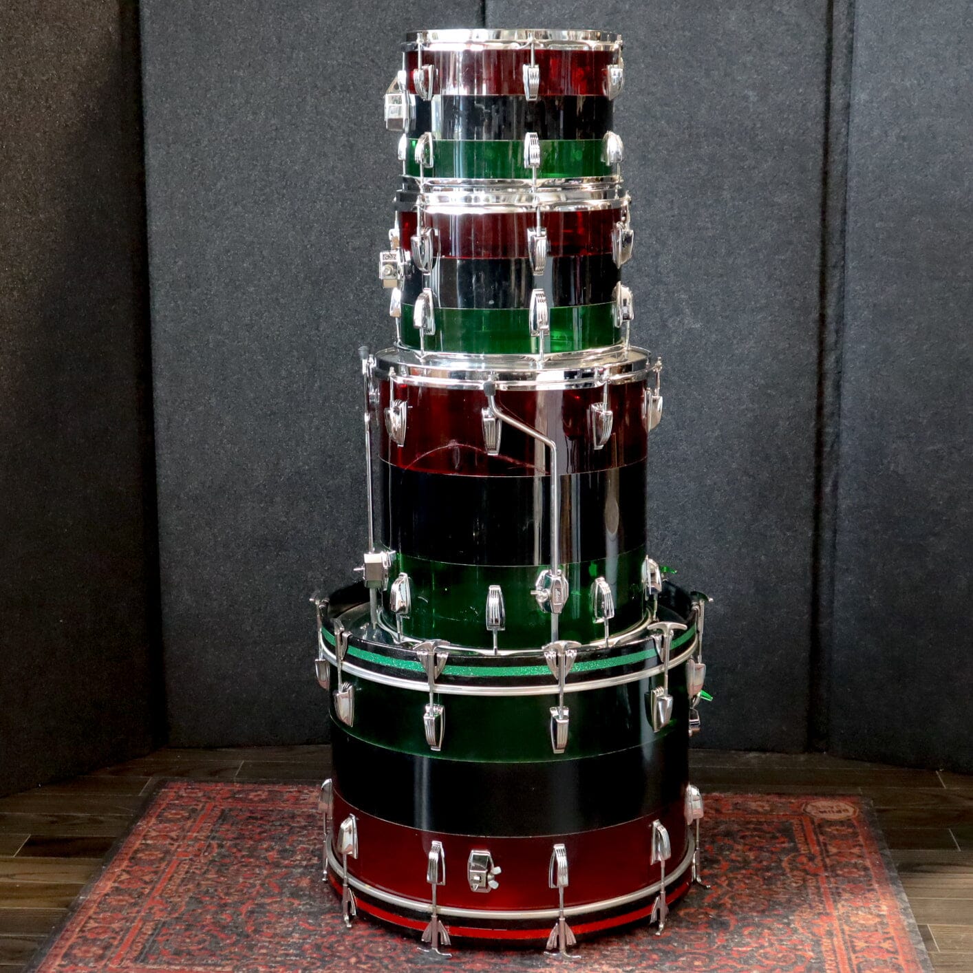 LUDWIG VISTALITE PATTERN A 12/13/16/22/ RED BLACK GREEN CONSIGNMENT DRUM KIT LUDWIG