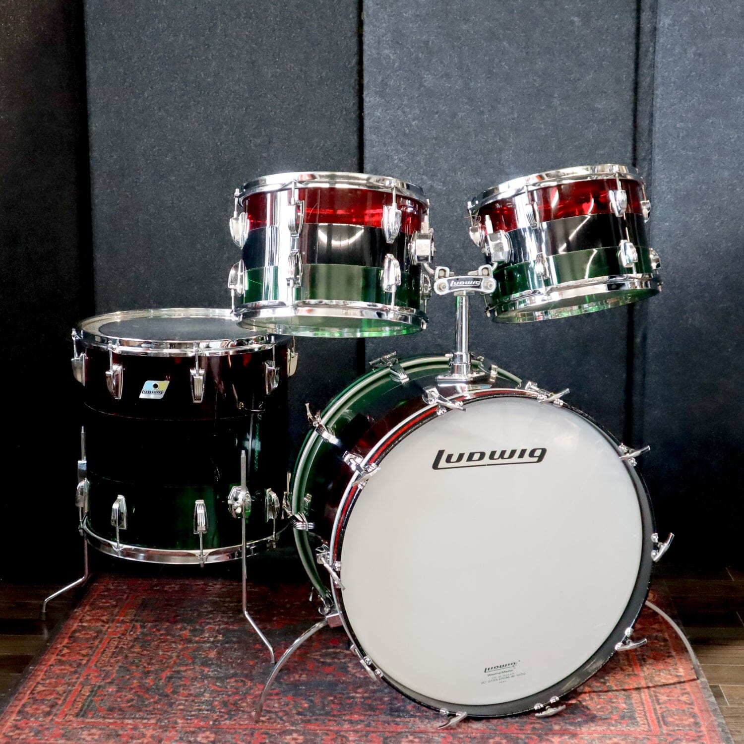 LUDWIG VISTALITE PATTERN A 12/13/16/22/ RED BLACK GREEN CONSIGNMENT DRUM KIT LUDWIG