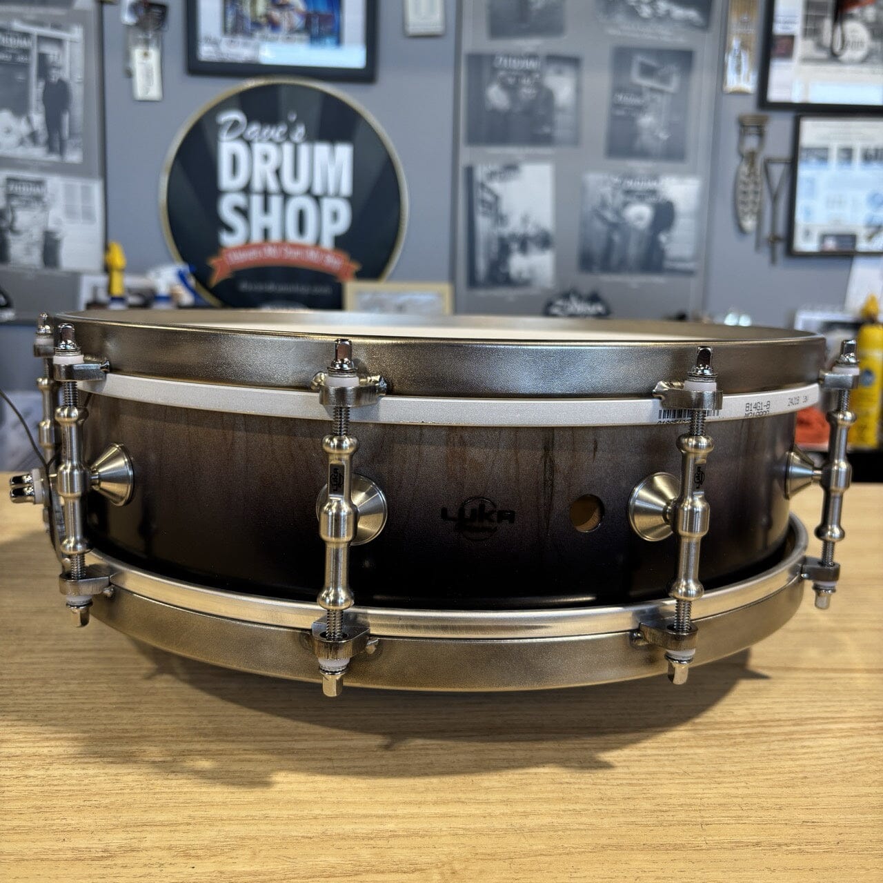 Luka 14" x 4 3/8" Maple Black Fade to Natural NEW SNARE DRUMS Luka