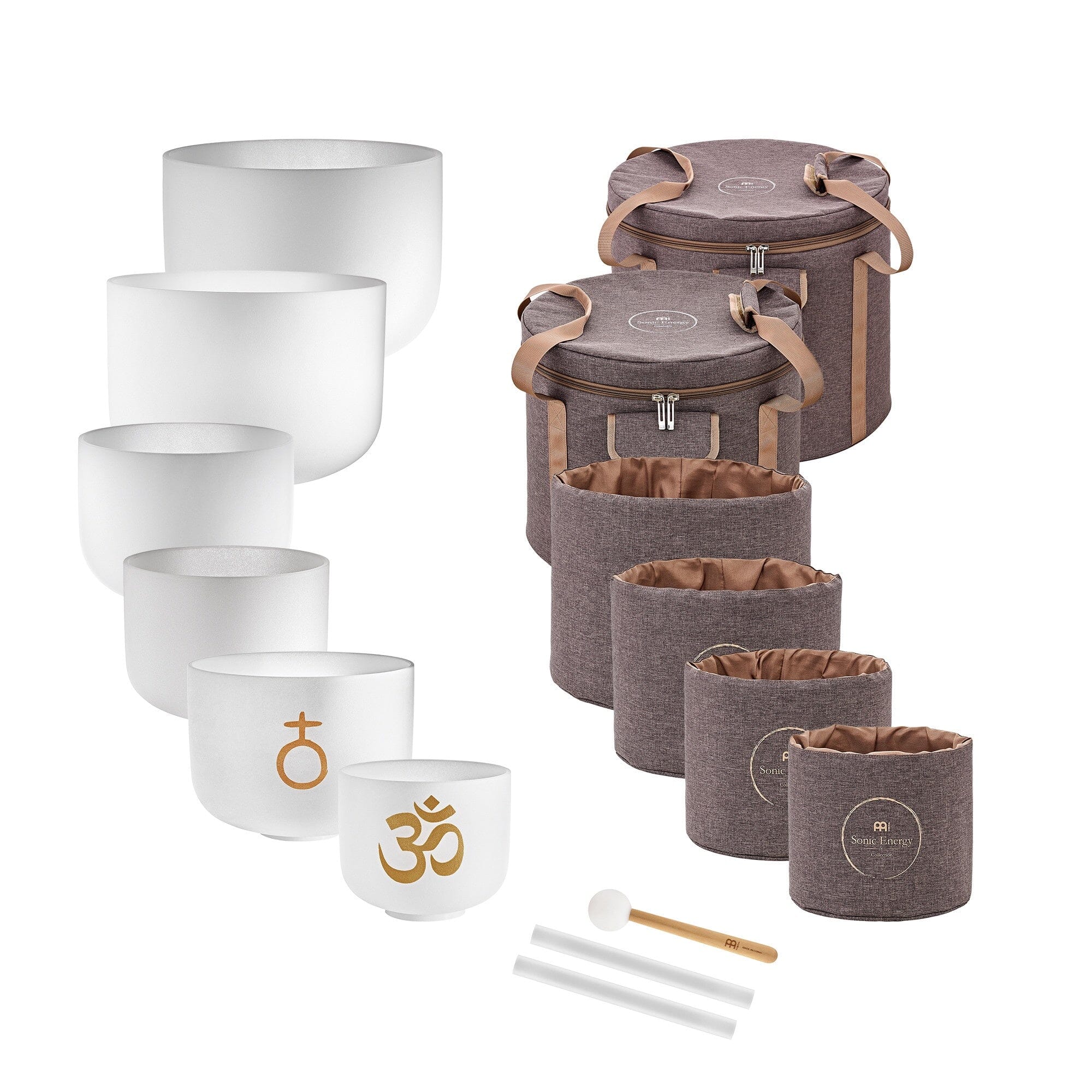 MEINL Sonic Energy 6-piece Om Crystal Singing Bowl Set NEW PERCUSSION Meinl