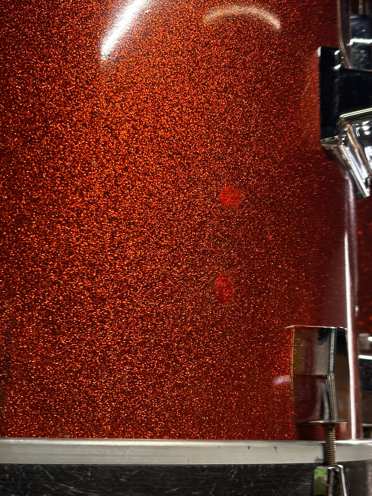 Milestone Fibreglass Drum Set with Matching 14x8 Snare – Original Copper Sparkle Finish CONSIGNMENT DRUM KIT MILESTONE