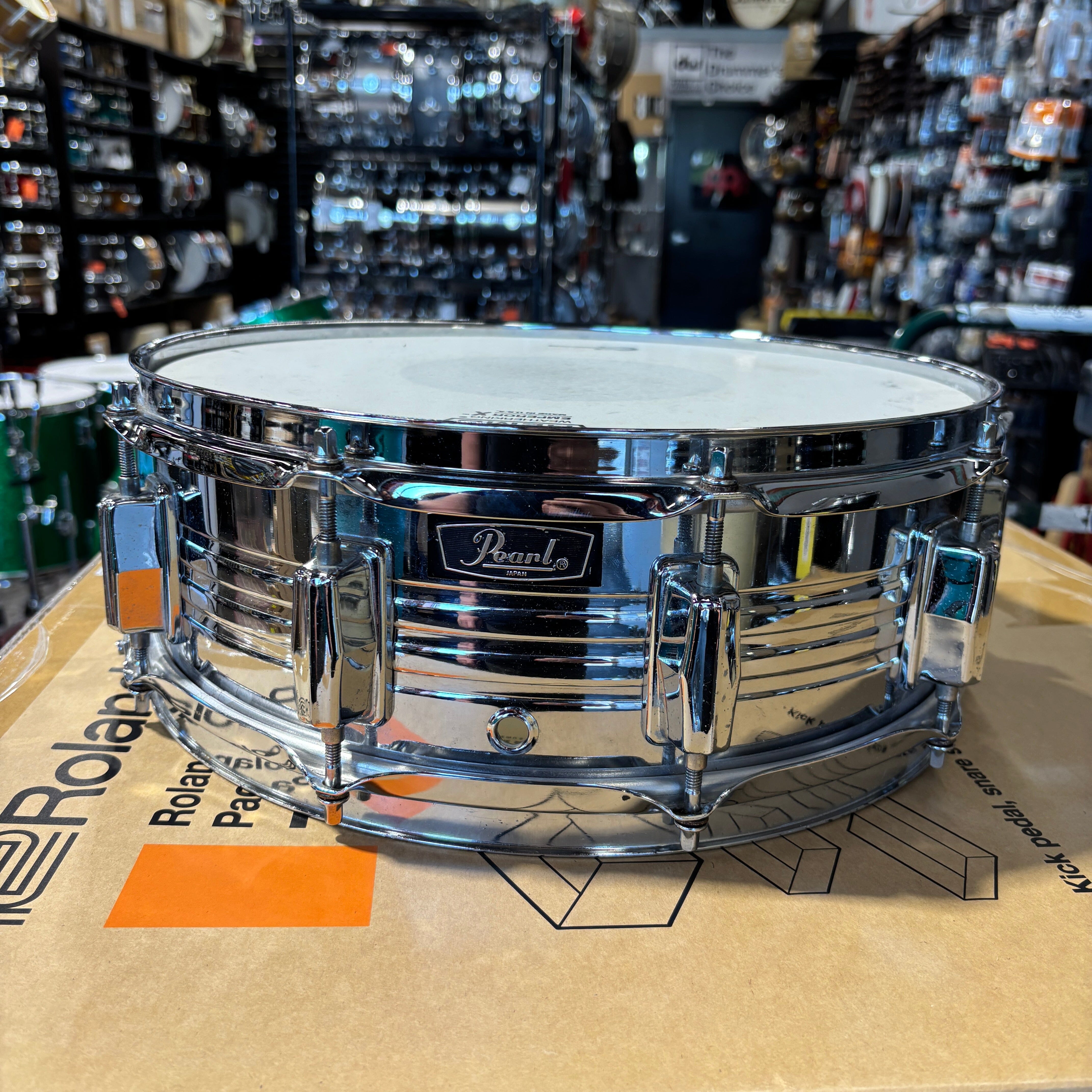 Pearl 1970s 14x5 Chrome Over Brass 10-Lug Snare Stewart Copeland Style CONSIGNMENT DRUM KIT Pearl