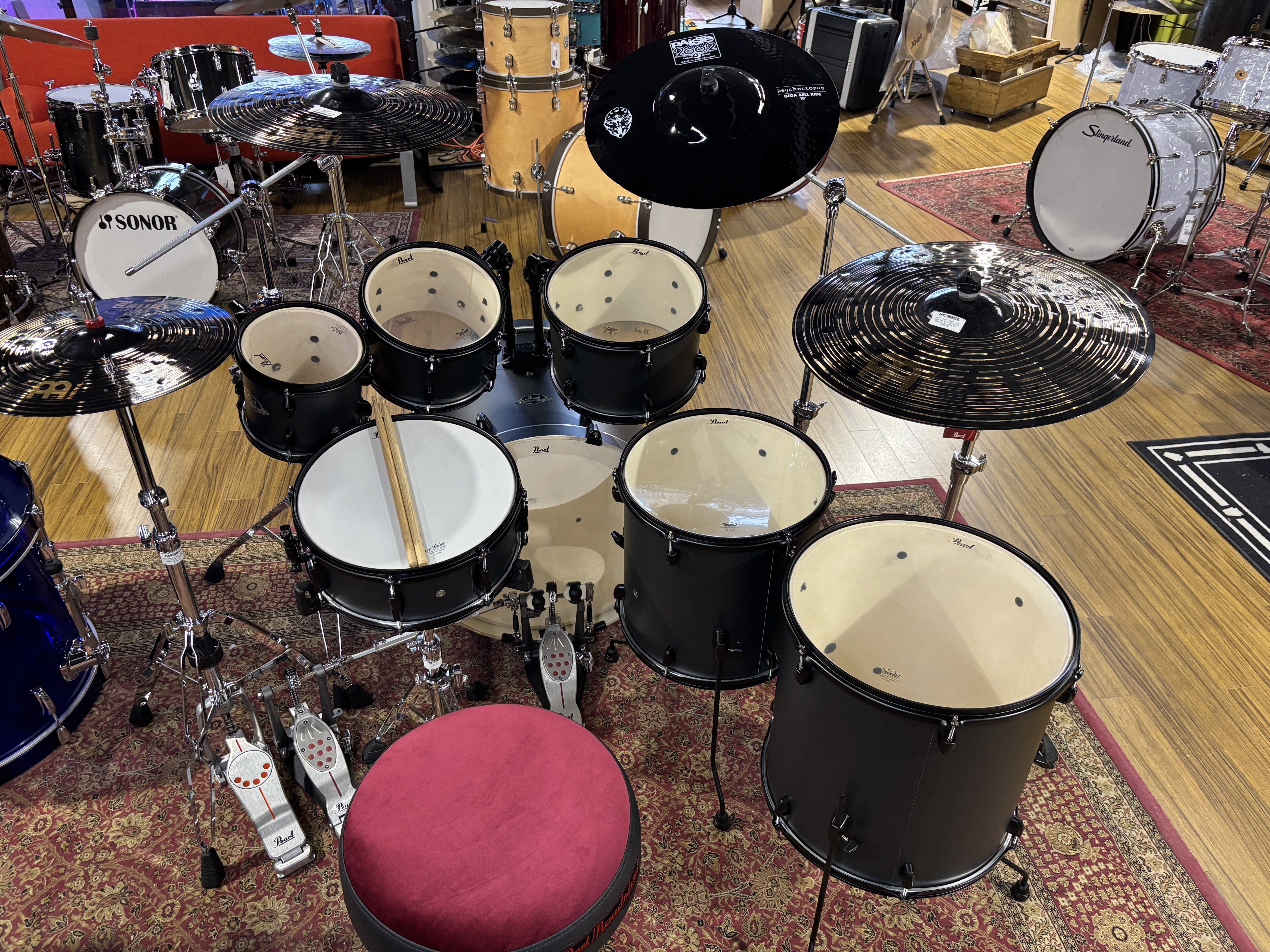 Pearl Export Limited 7pc Graphite Slate NEW DRUM KIT Pearl