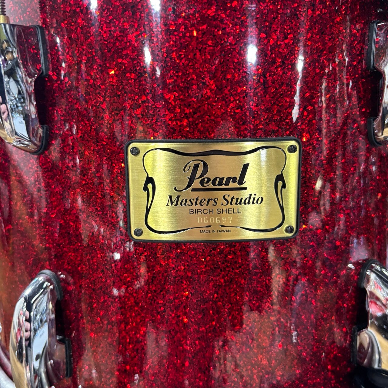 Pearl Masters Red Sparkle Birch 6 pc with 2 Bass Drums CONSIGNMENT DRUM KIT Pearl