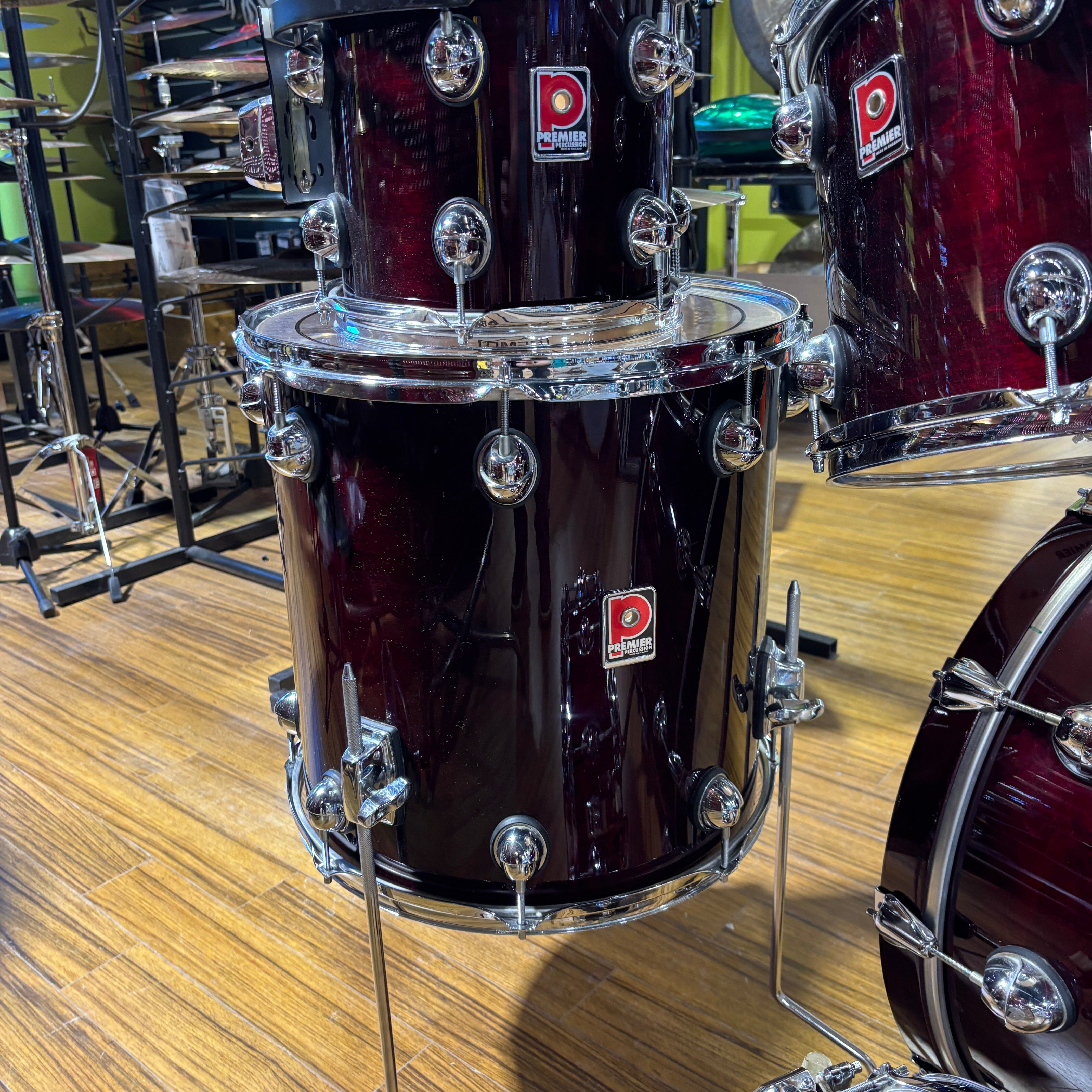 Premier Genista Damask Red 10/12/13/16/22/Snare CONSIGNMENT DRUM KIT Premier