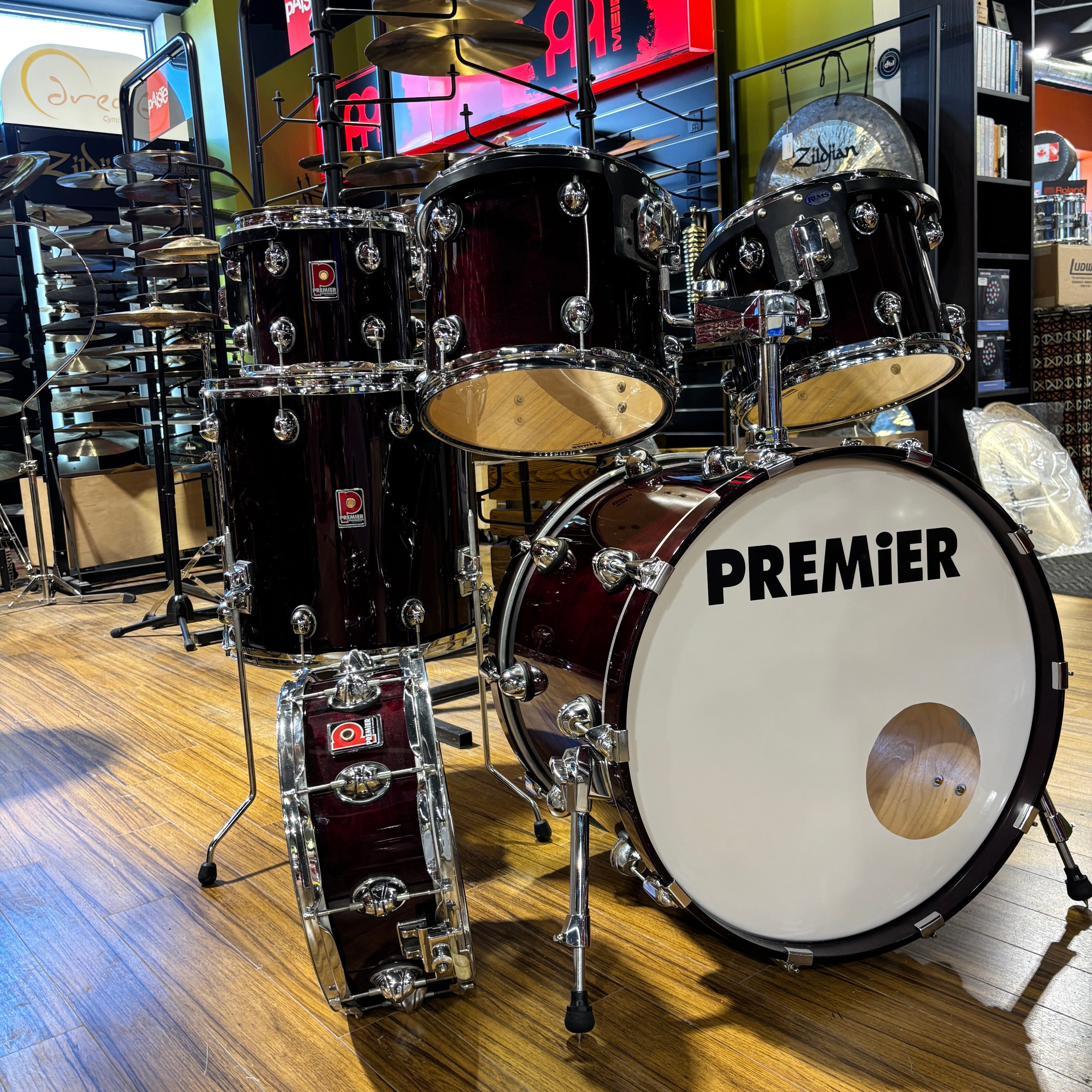 Premier Genista Damask Red 10/12/13/16/22/Snare CONSIGNMENT DRUM KIT Premier