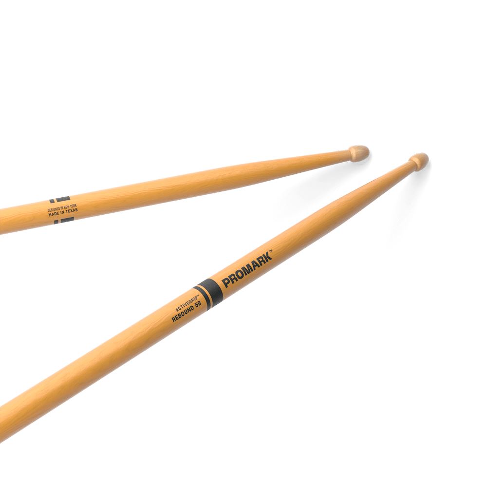 ProMark Rebound 5B ActiveGrip Clear Hickory Drum Sticks, Wood Tips (R5BAGC) DRUM STICKS Promark