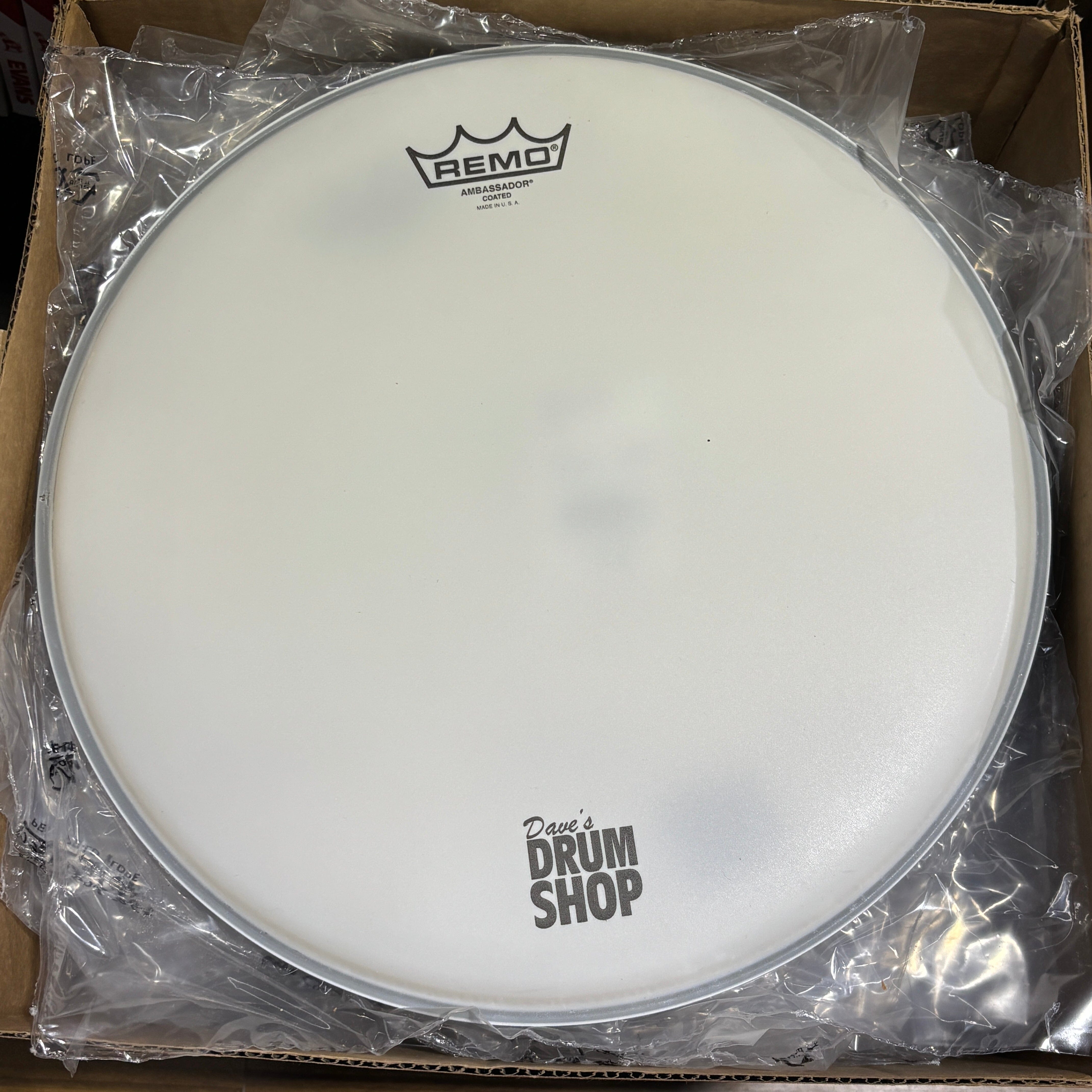 Remo 14" BA Coated Drum Heads w/ Dave's Drum Shop Logo DRUM SKINS Remo